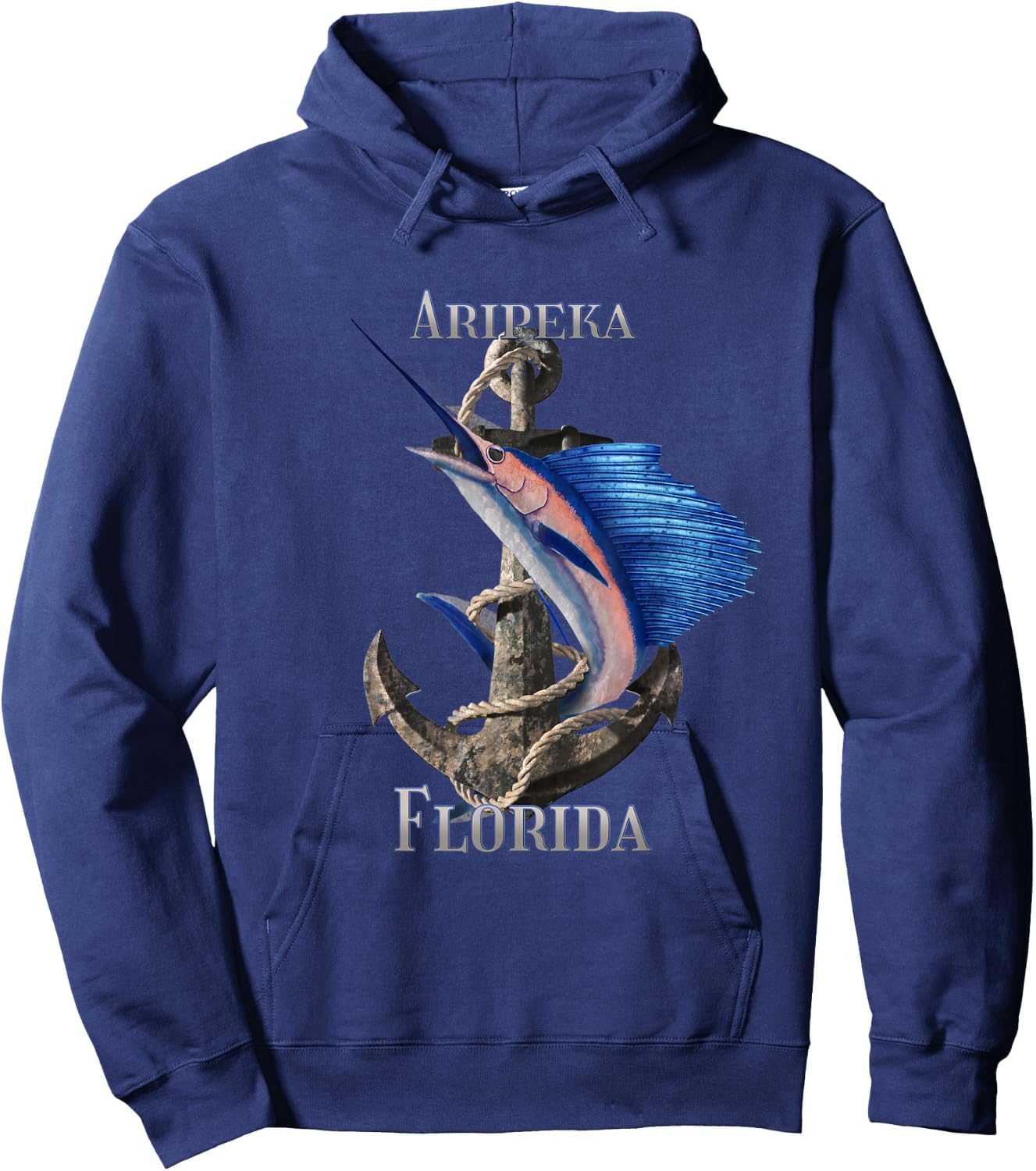 Aripeka Florida Swordfish Marlin Ocean Fishing Hoodie - Hoodie | Navy