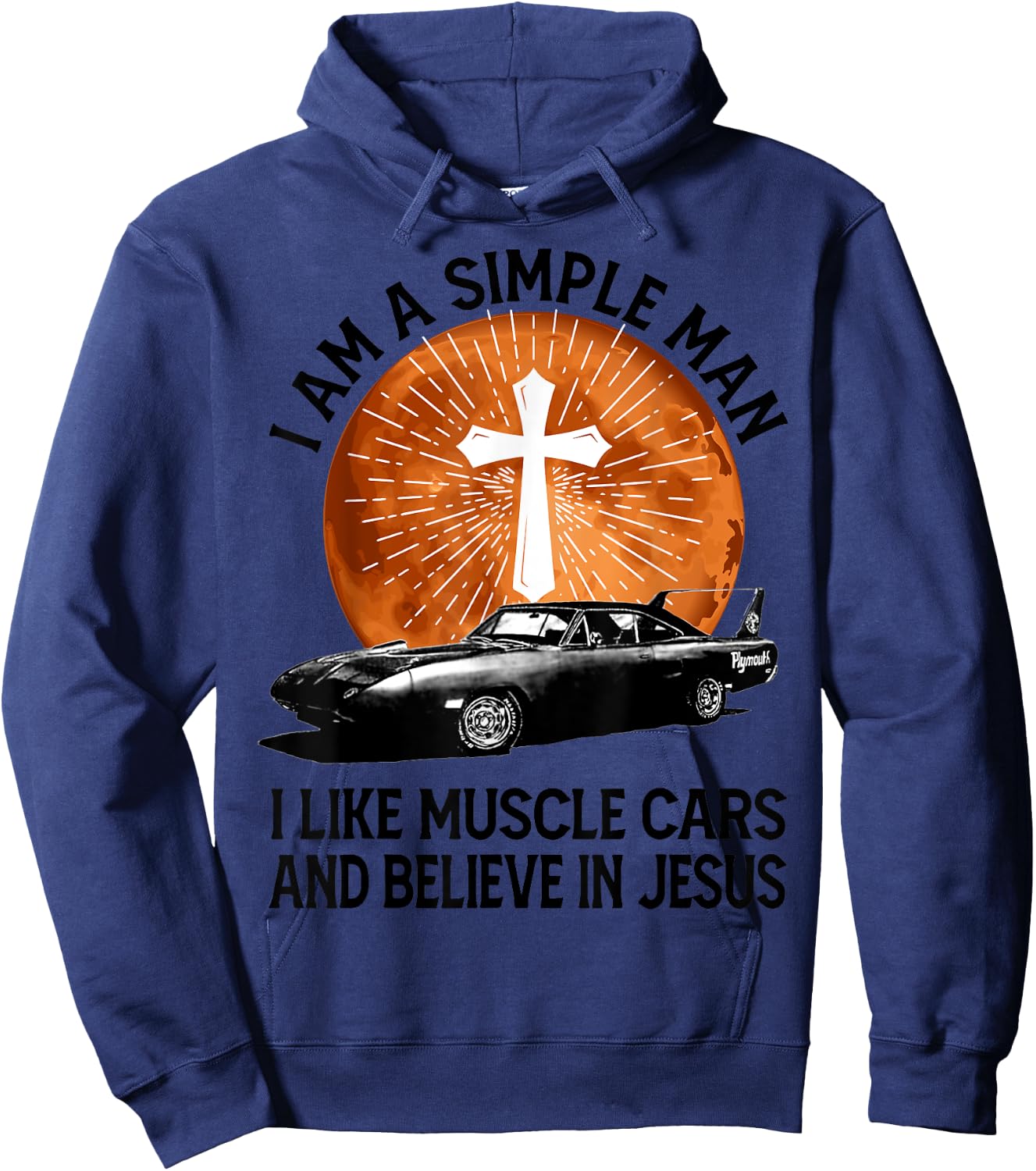Retro I Am A Simple Man for Muscle Car Lovers Hoodie - Hoodie | Navy