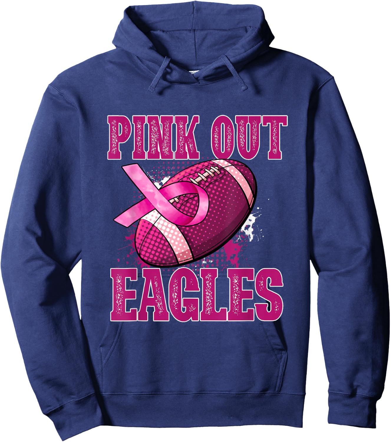 Eagles Pink Out Football Tackle Breast Cancer Hoodie - Hoodie | Navy