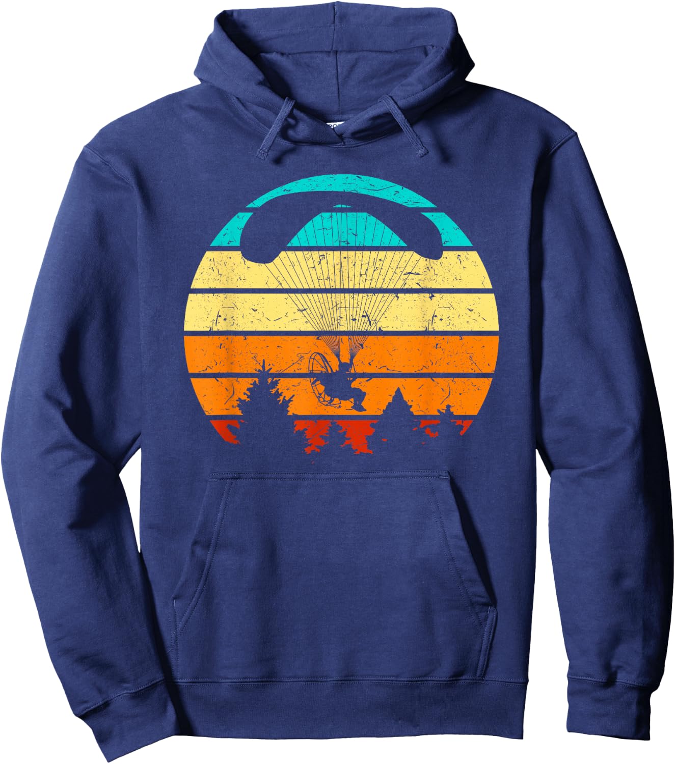 Retro Paramotor Pilot Sunset Vintage Paramotor Hoodie - Hoodie | Navy