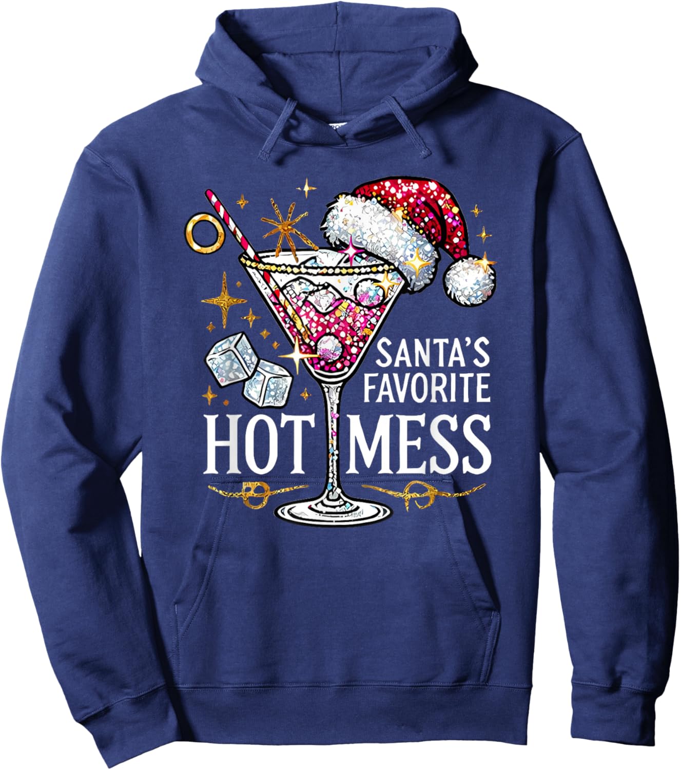 Santa's Favorite Hot Mess Hoodie - Hoodie | Navy