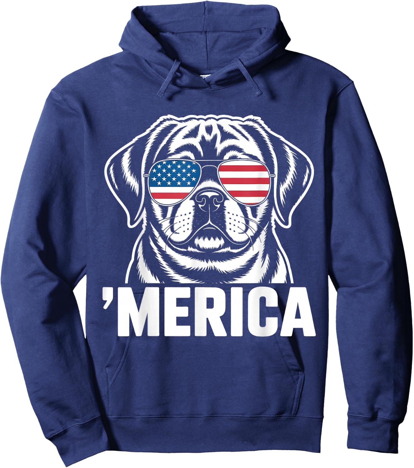 Patriotic USA American Flag 4th of July Puggle Hoodie - Hoodie | Navy