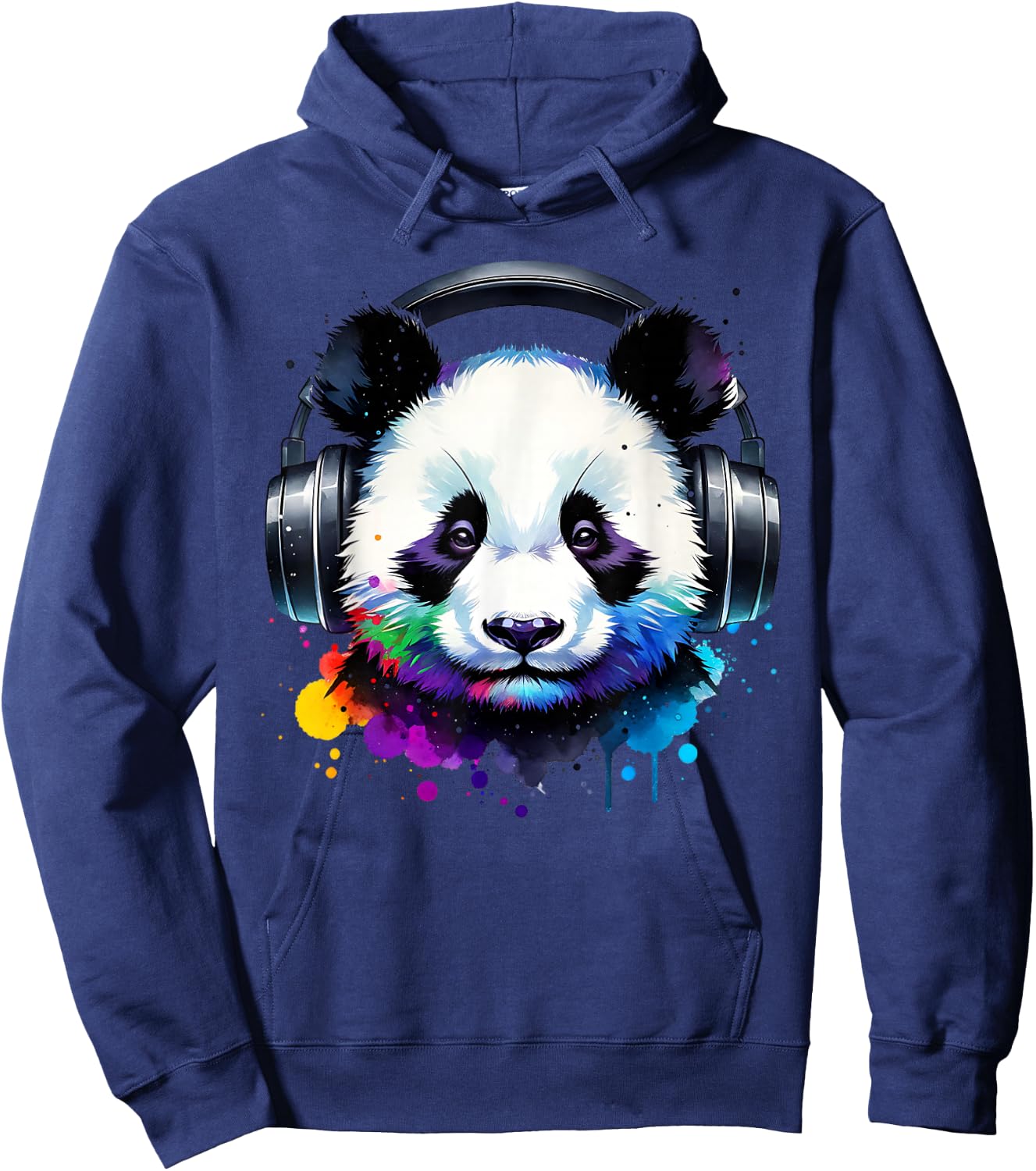 Panda With Headphones Hoodie - Hoodie | Navy