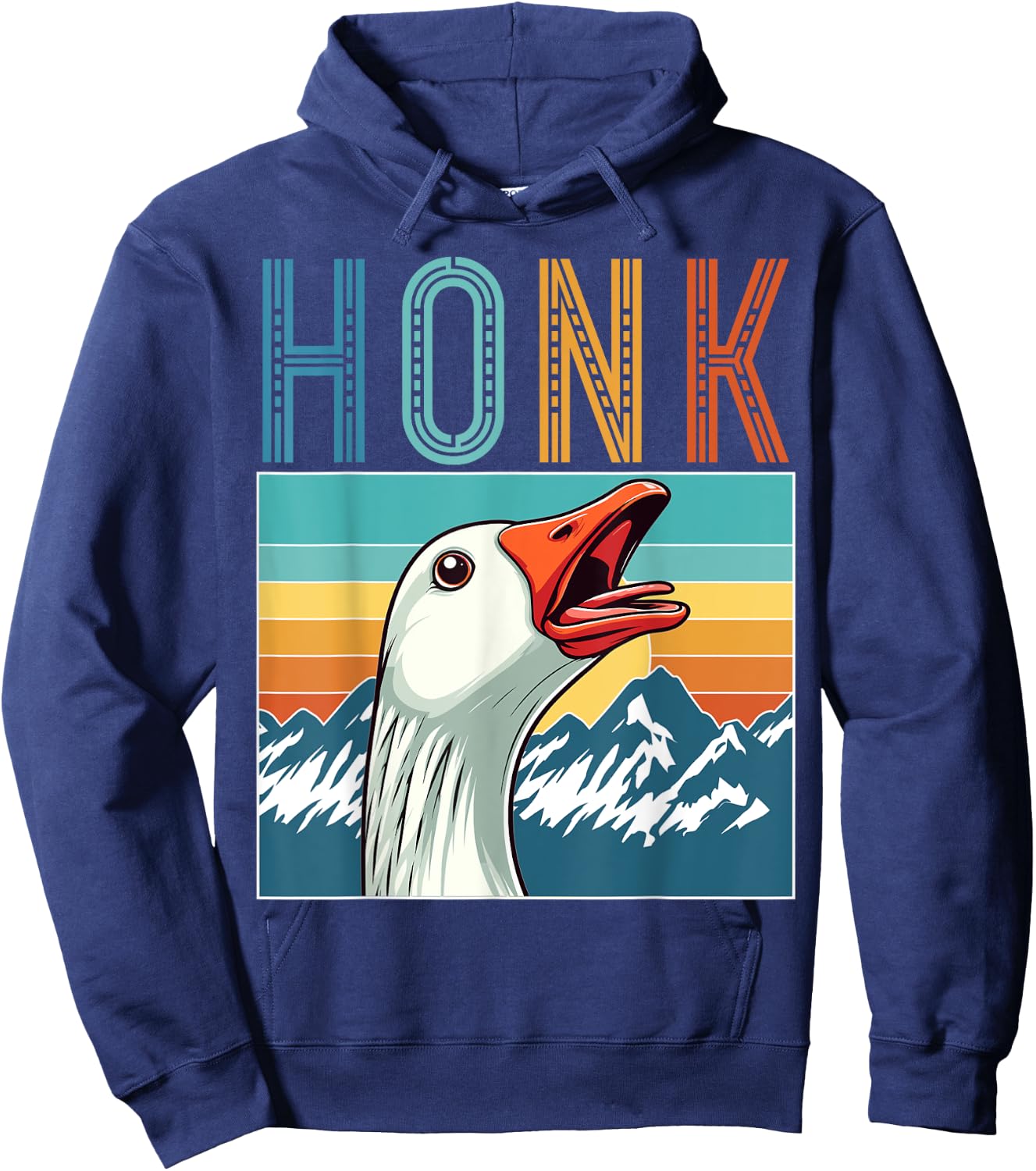 Funny Goose Honk Retro Vintage Hoodie - Hoodie | Navy