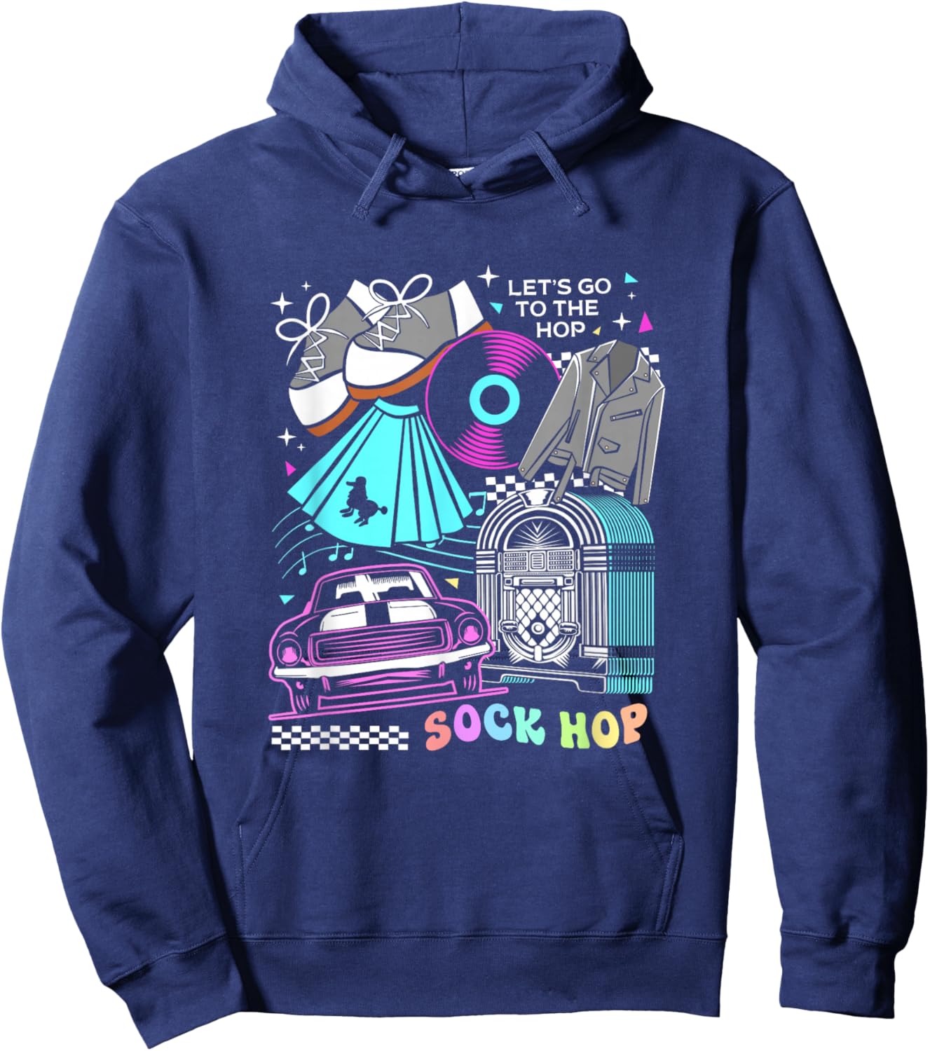 Lets Go To The Hop 50s Party Women Sock Hop Hoodie - Hoodie | Navy