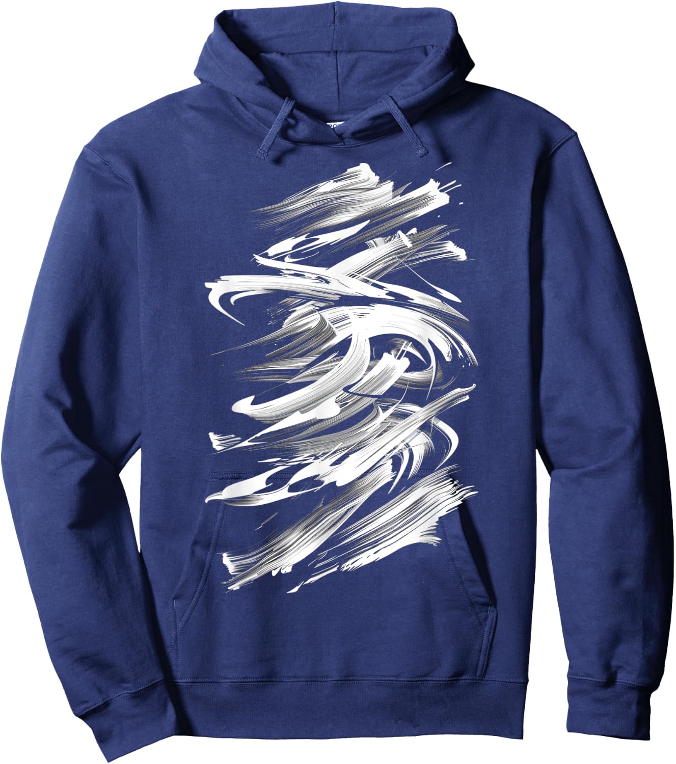 Black And White Brushstrokes Graphic Hoodie - Hoodie | Navy