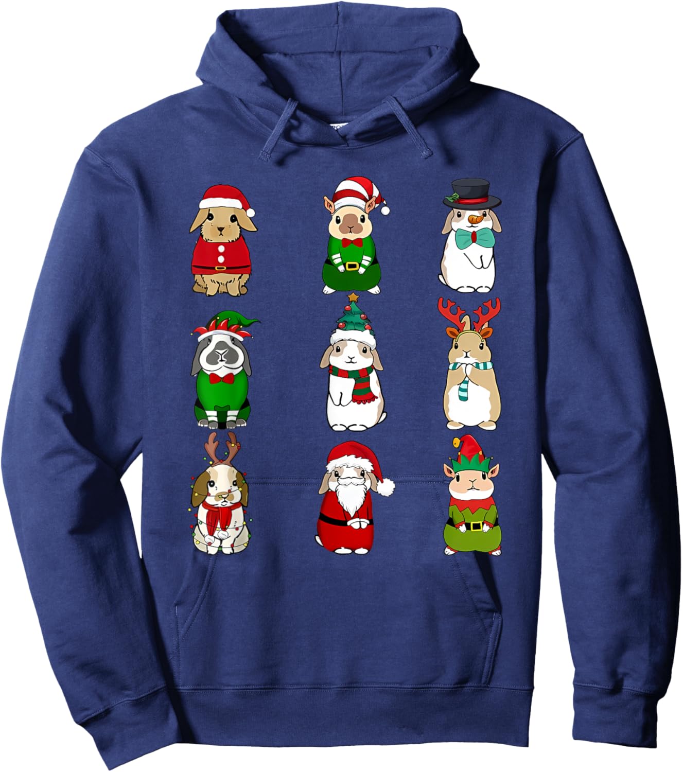 Cute Bunny Christmas Hoodie - Hoodie | Navy