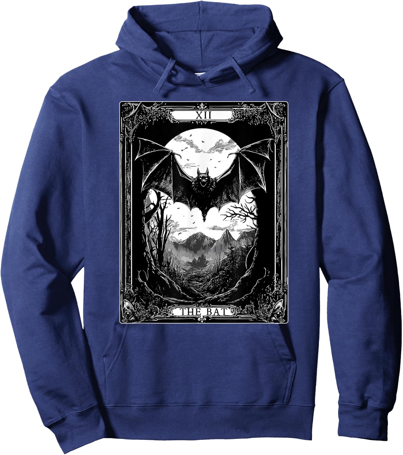 The Bat Tarot Card Vintage Gothic Halloween Hoodie - Hoodie | Navy