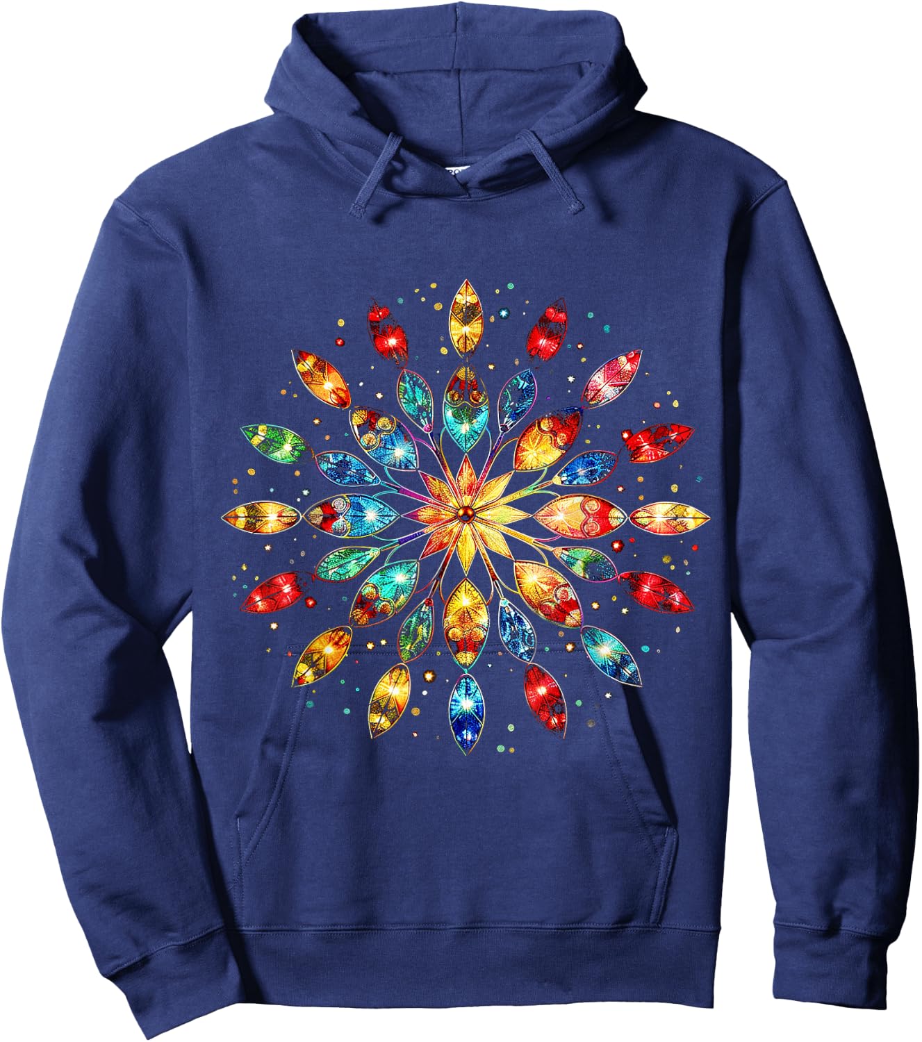 Christmas Lights Graphic X-Mas Art Christmas Hoodie - Hoodie | Navy