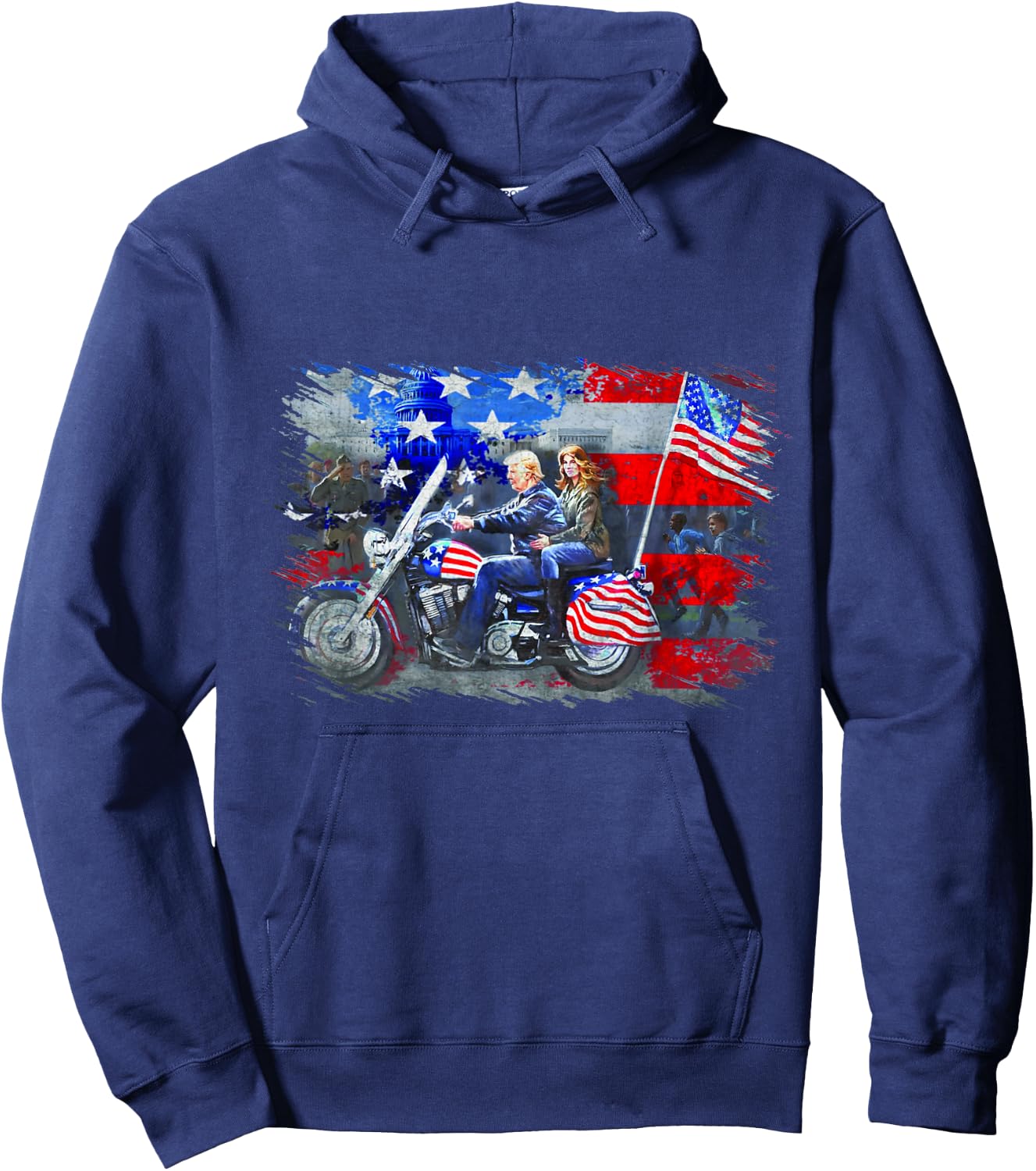 Funny Trump, Motorcycle Trump , Biker Trump Hoodie - Hoodie | Navy