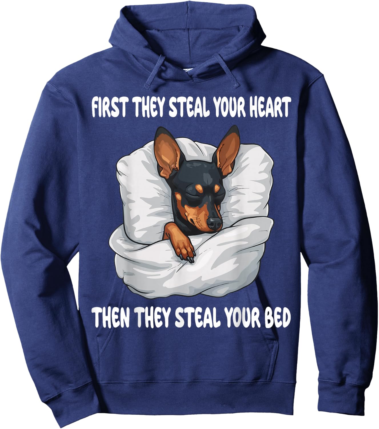 Miniature Pinscher Sleeping Pajamas Nightgown Hoodie - Hoodie | Navy