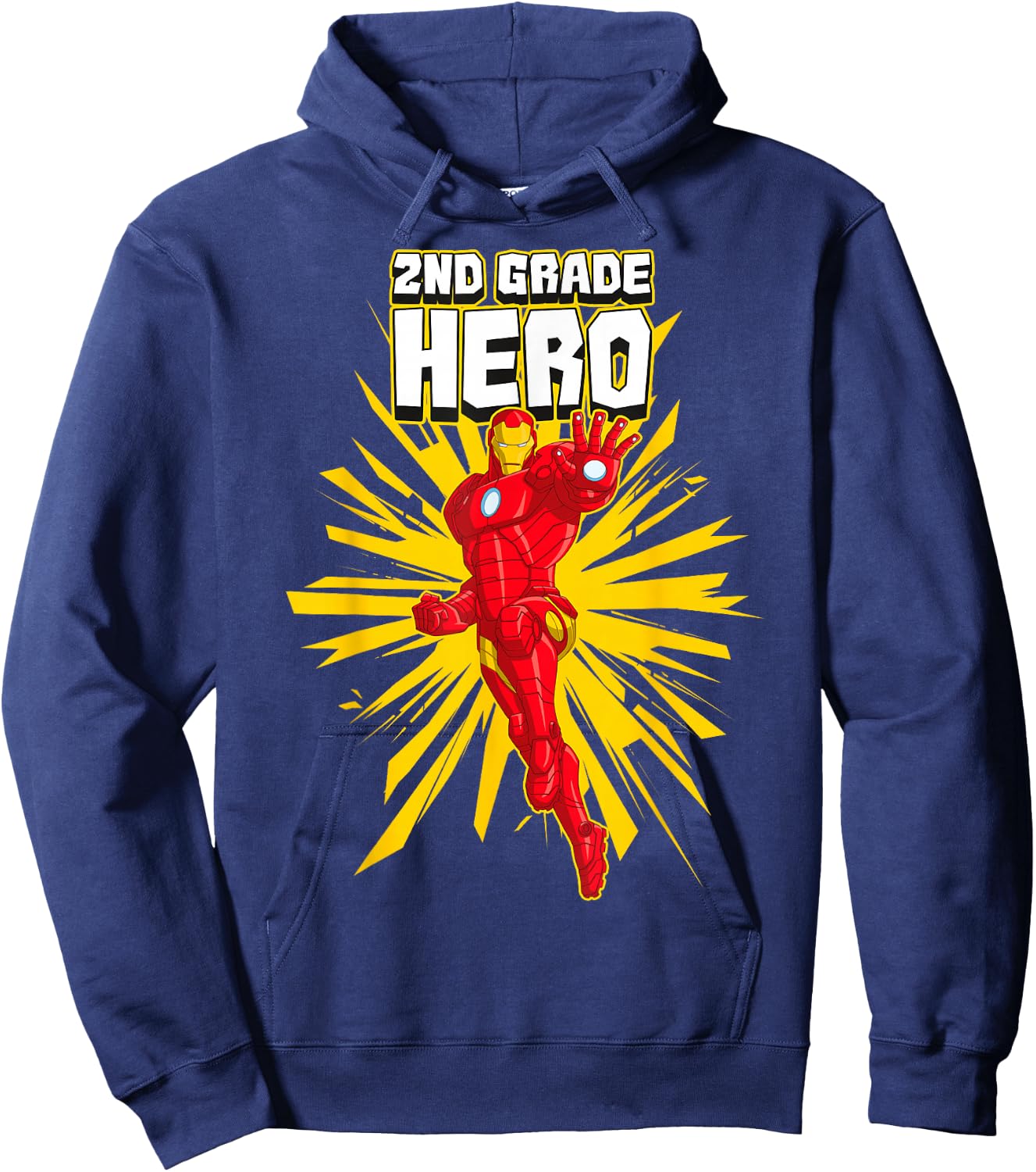Marvel Iron Man 2nd Grade Hero School Text Hoodie - Hoodie | Navy