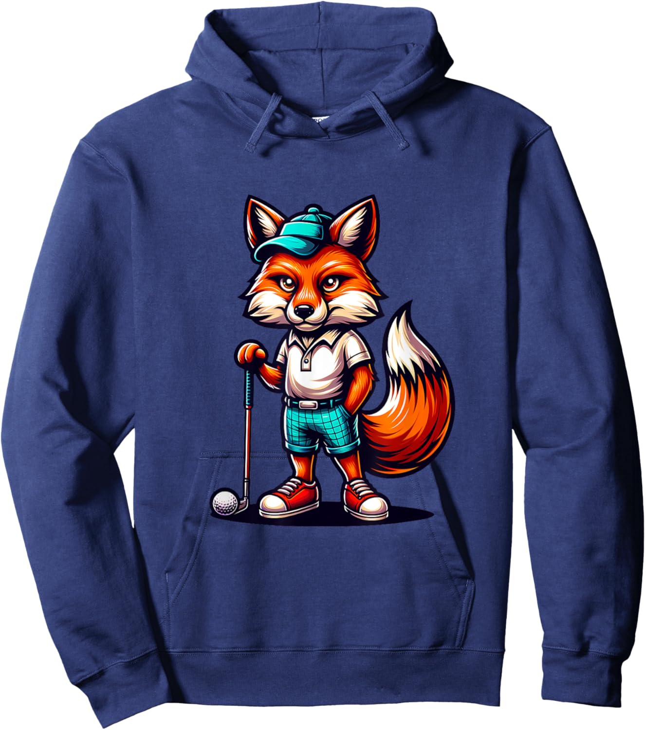 Golf Fox Playful Fox With Golf Gear Hoodie - Hoodie | Navy