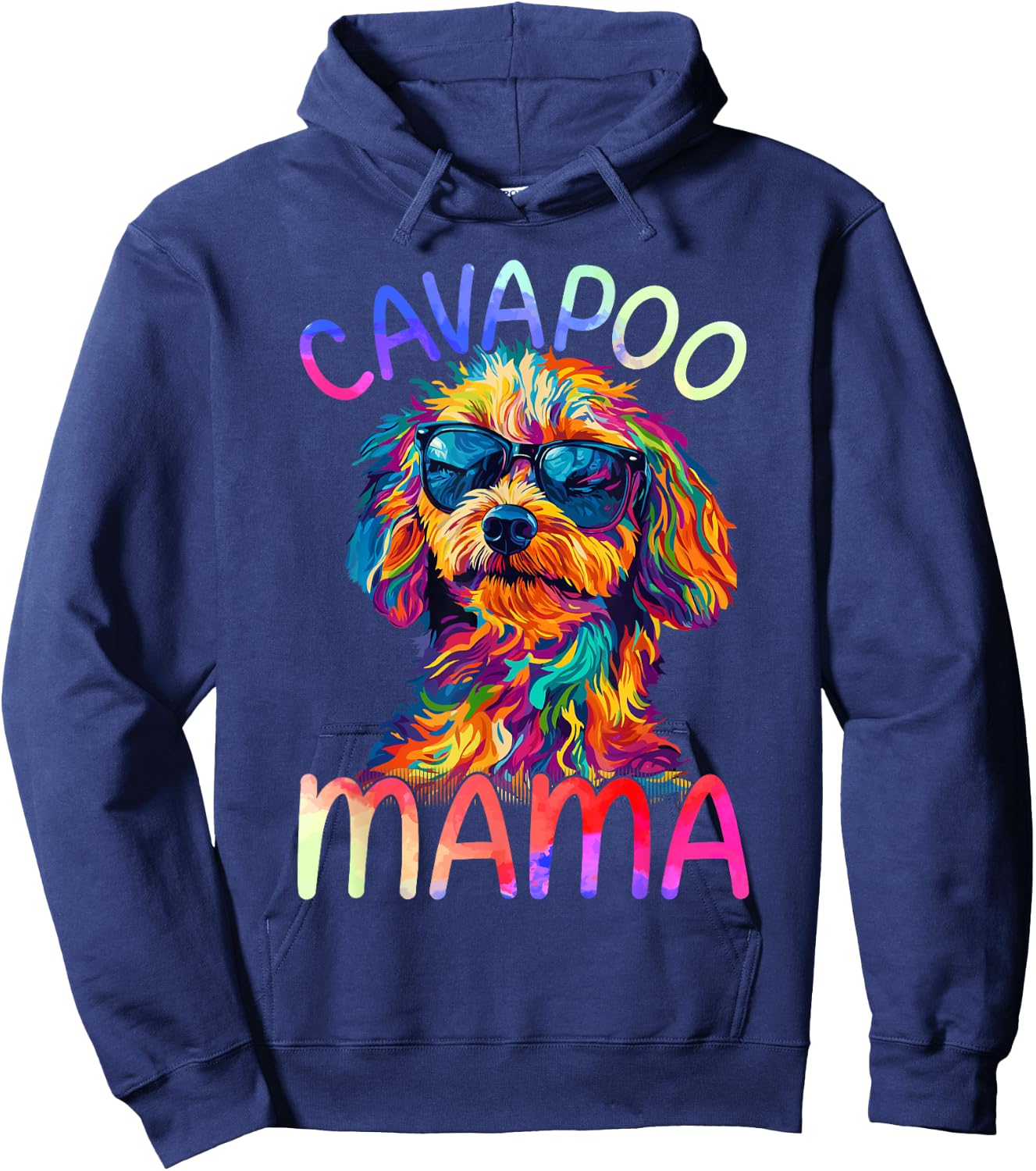 Cavapoo Mom Mama Colorful Pop Art Cavapoo Dog Hoodie - Hoodie | Navy