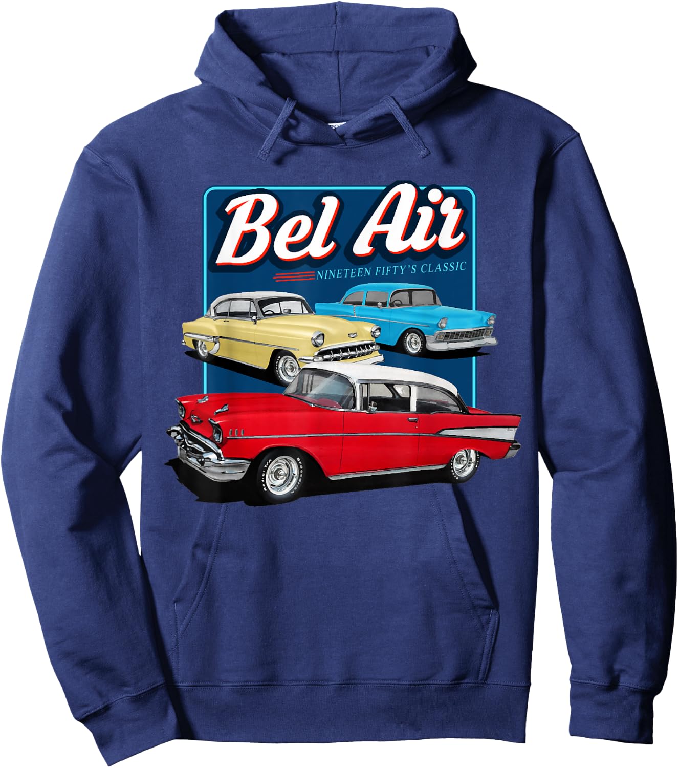 55 57 50 90s Chevys Bel Air Muscle Cars Truck Hoodie - Hoodie | Navy
