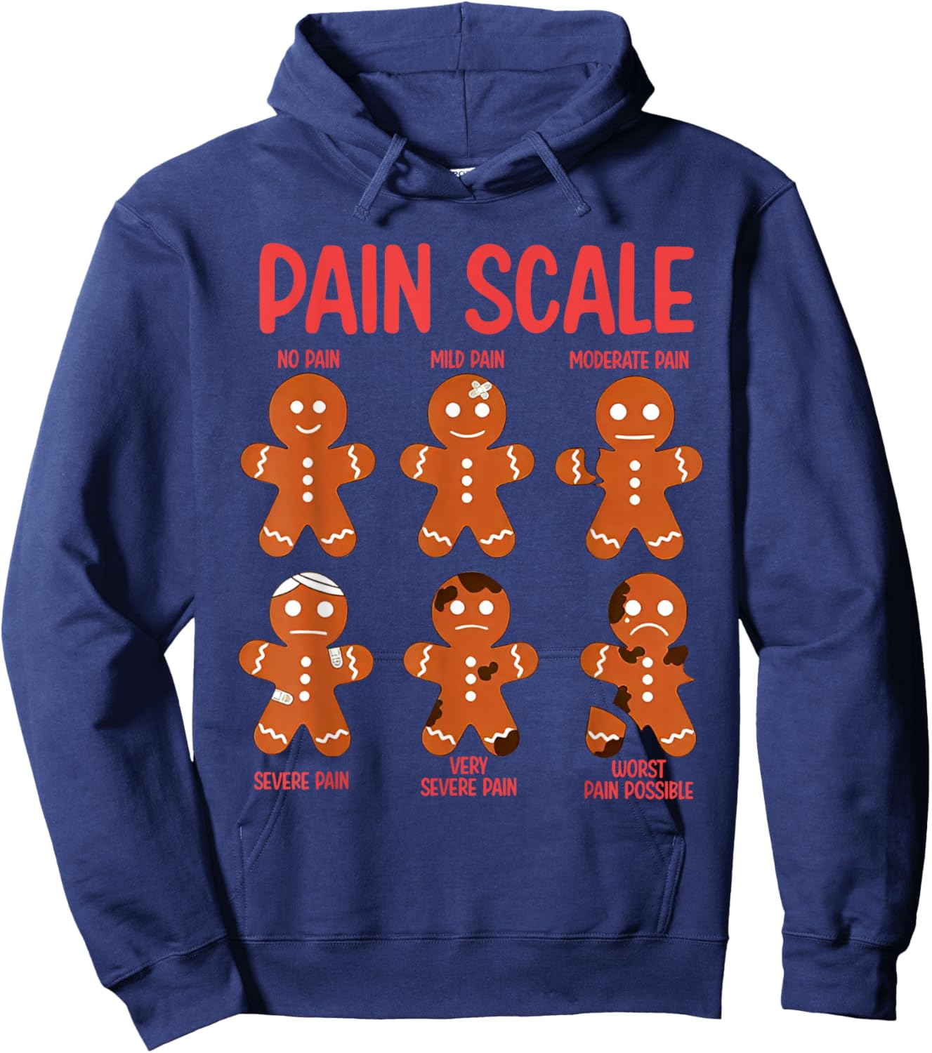 Funny Gingerbread Pain Scale Christmas Nurse Hoodie - Hoodie | Navy