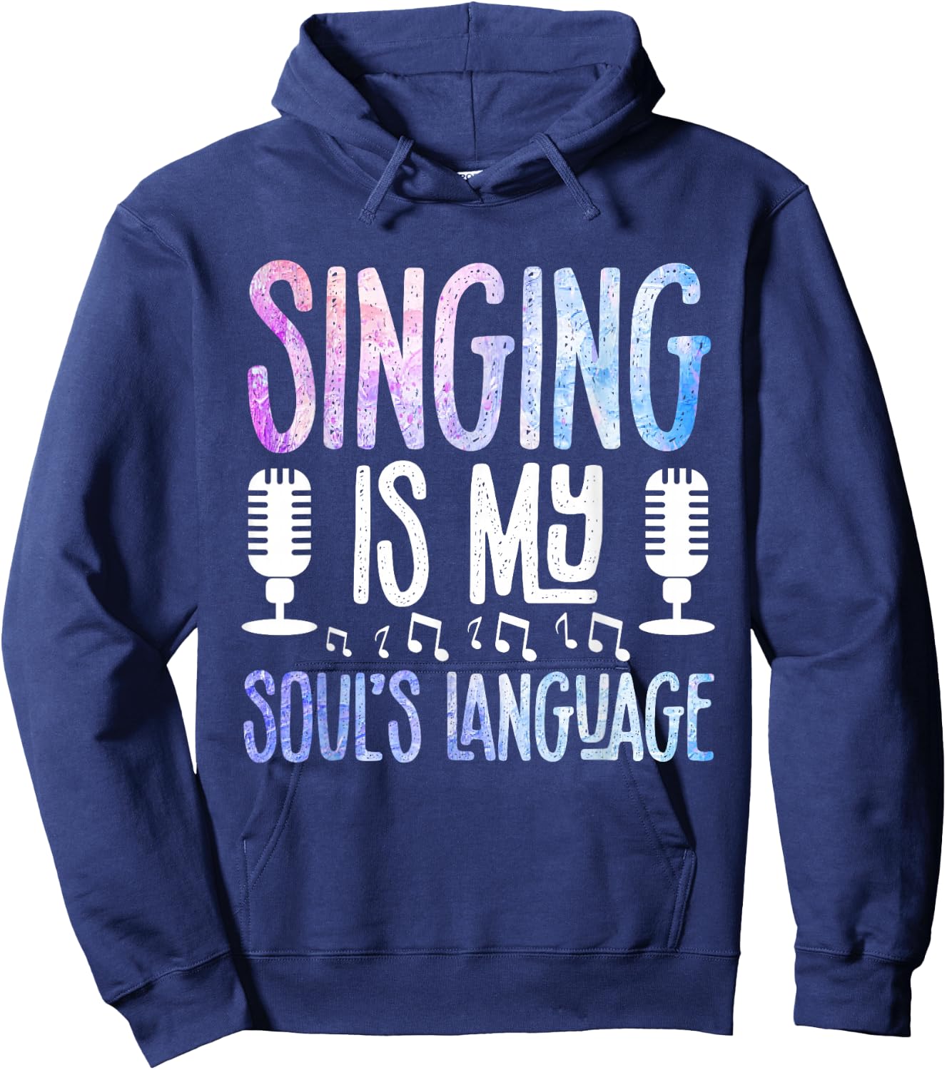 Music Notes Singer Performance Microphone Hoodie - Hoodie | Navy