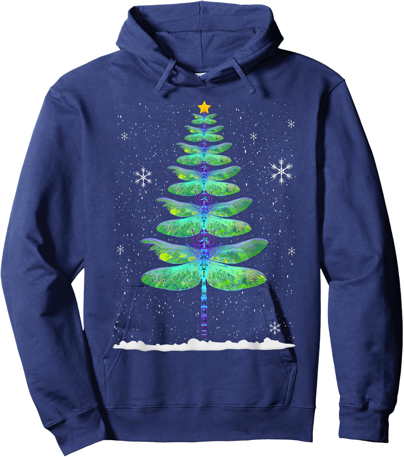 Funny Dragonfly Christmas Tree Hoodie - Hoodie | Navy
