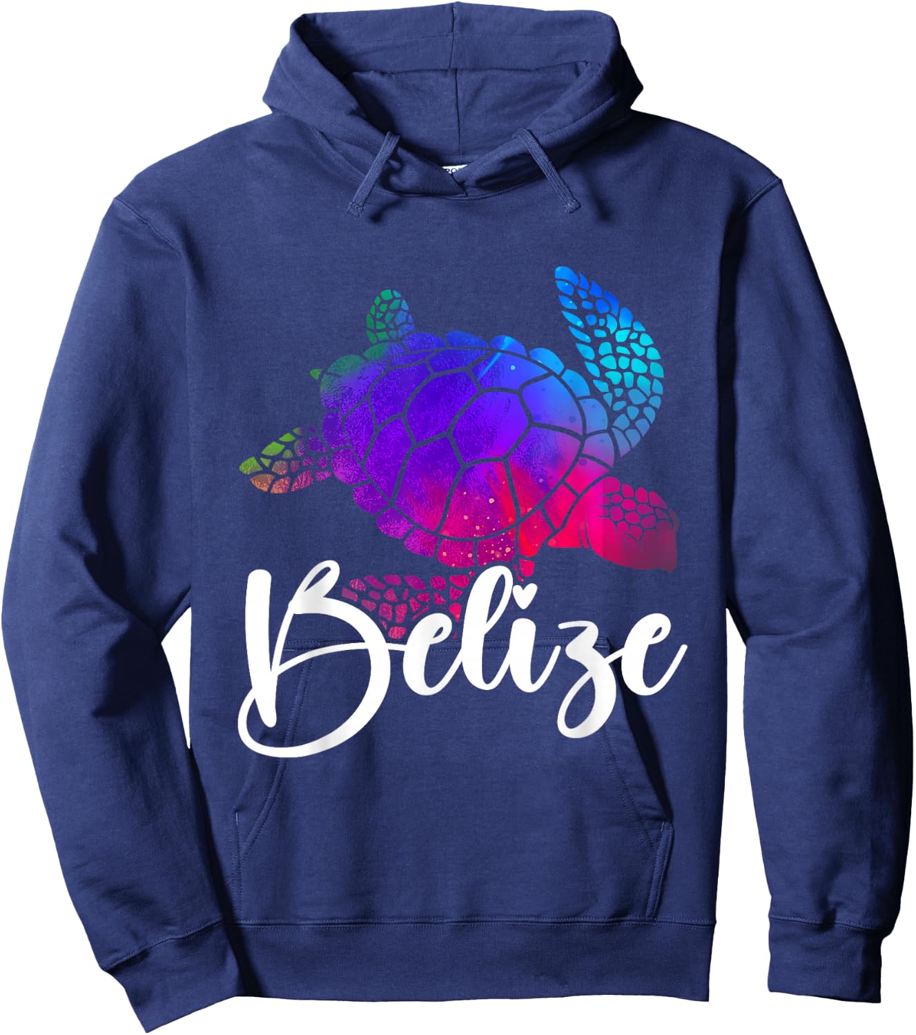 Belize Souvenir Sea Turtle Watercolor Hoodie - Hoodie | Navy