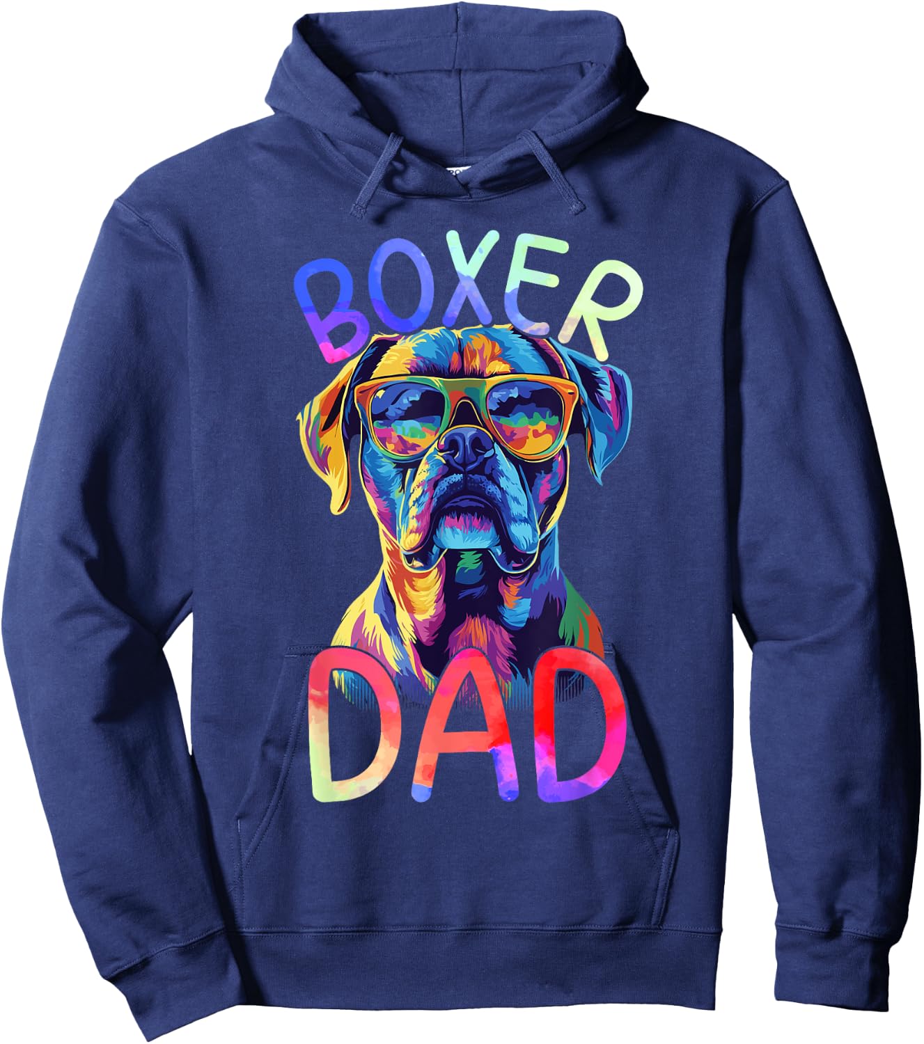 Boxer Dog Lover Colorful Pop Art Boxer Dog Dad Hoodie - Hoodie | Navy