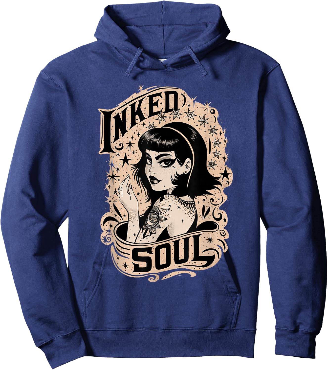 Vintage Tattoo Goth Girl Inked Soul Hoodie - Hoodie | Navy