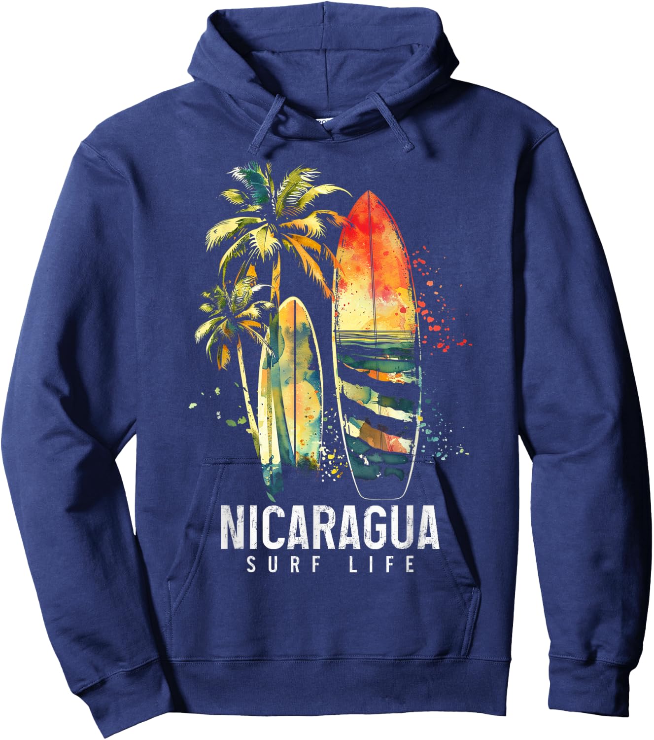 Nicaragua Nica Surf Vintage Surfing Surfer Hoodie - Hoodie | Navy