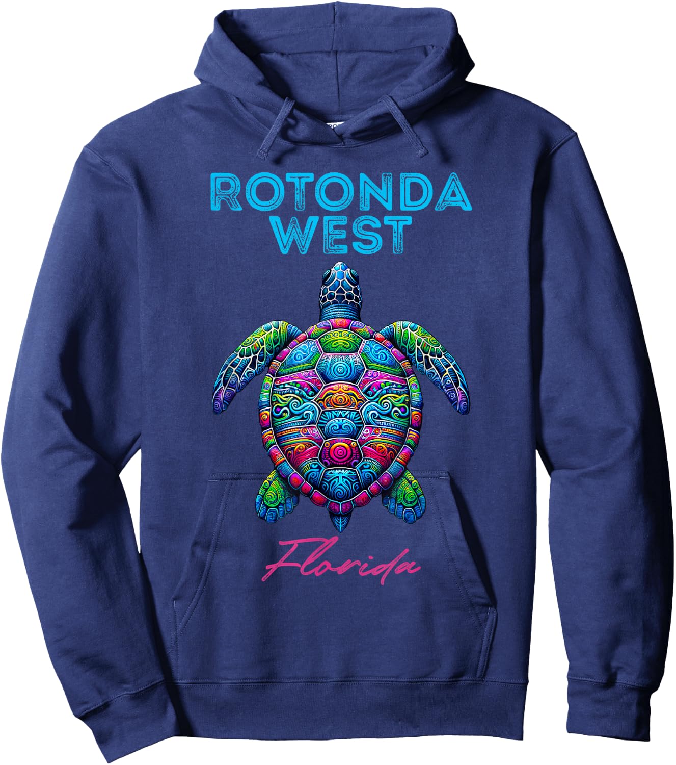 Rotonda West Florida Tribal Beach Sea Turtle Hoodie - Hoodie | Navy