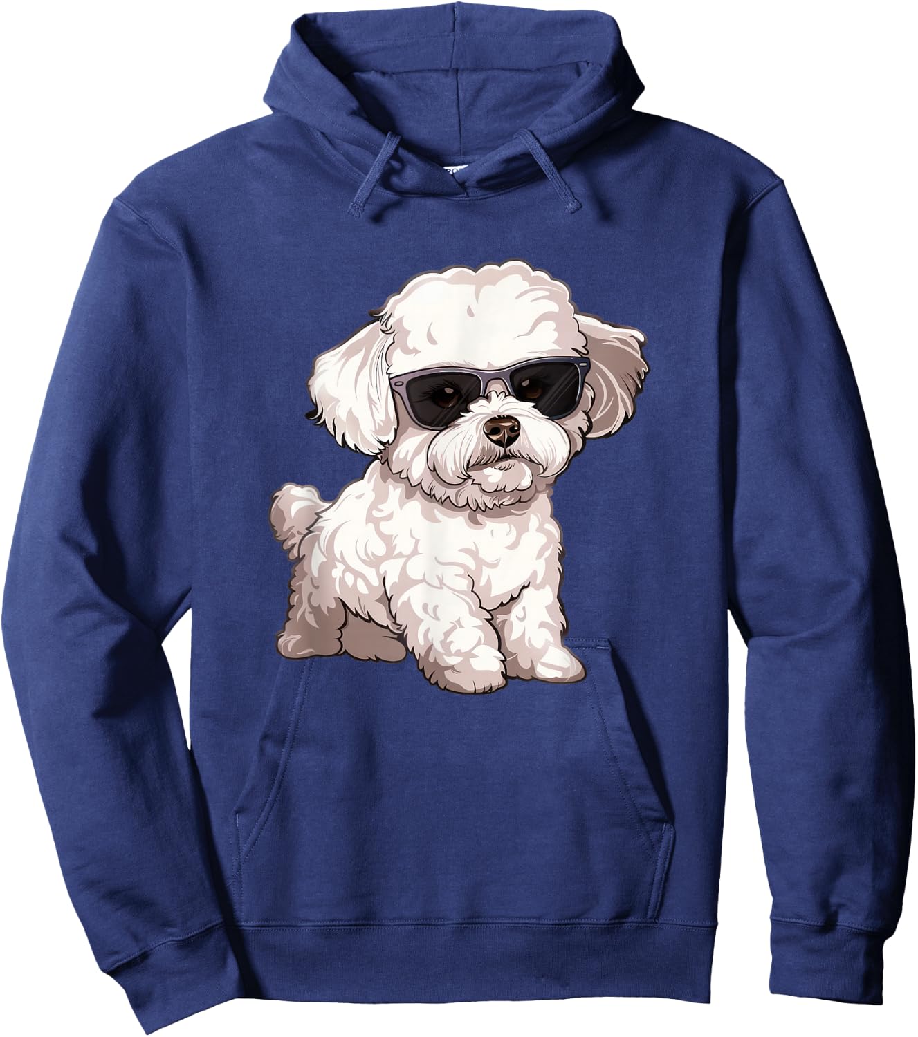 Cute Bichon Frise Dog Sunglasses Hoodie - Hoodie | Navy