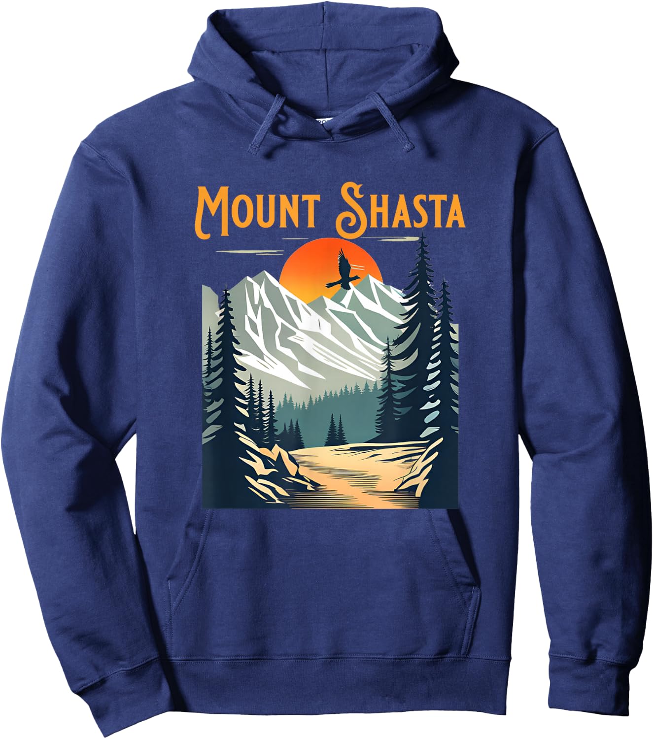 Vintage Mount Shasta Souvenir Hiking Hoodie - Hoodie | Navy