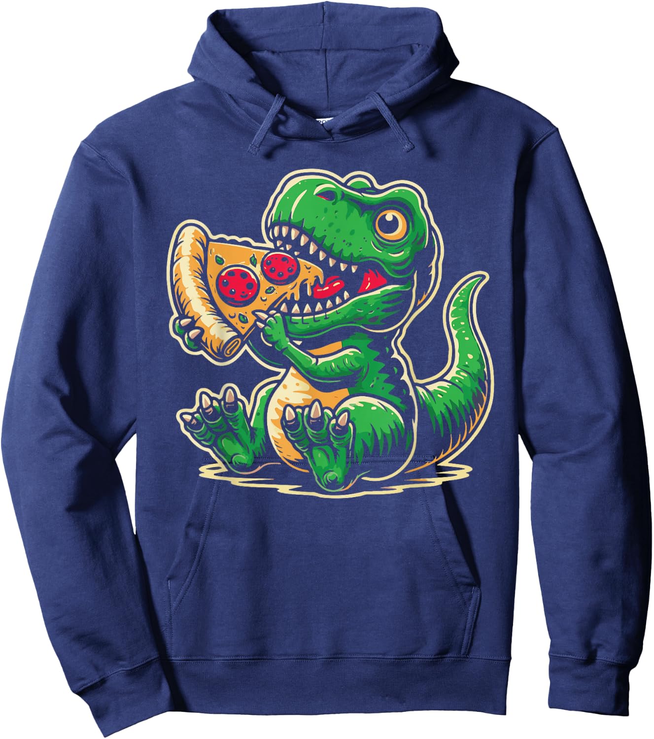 T-Rex Dinosaur Eating Pizza Funny Dino Lover Hoodie - Hoodie | Navy