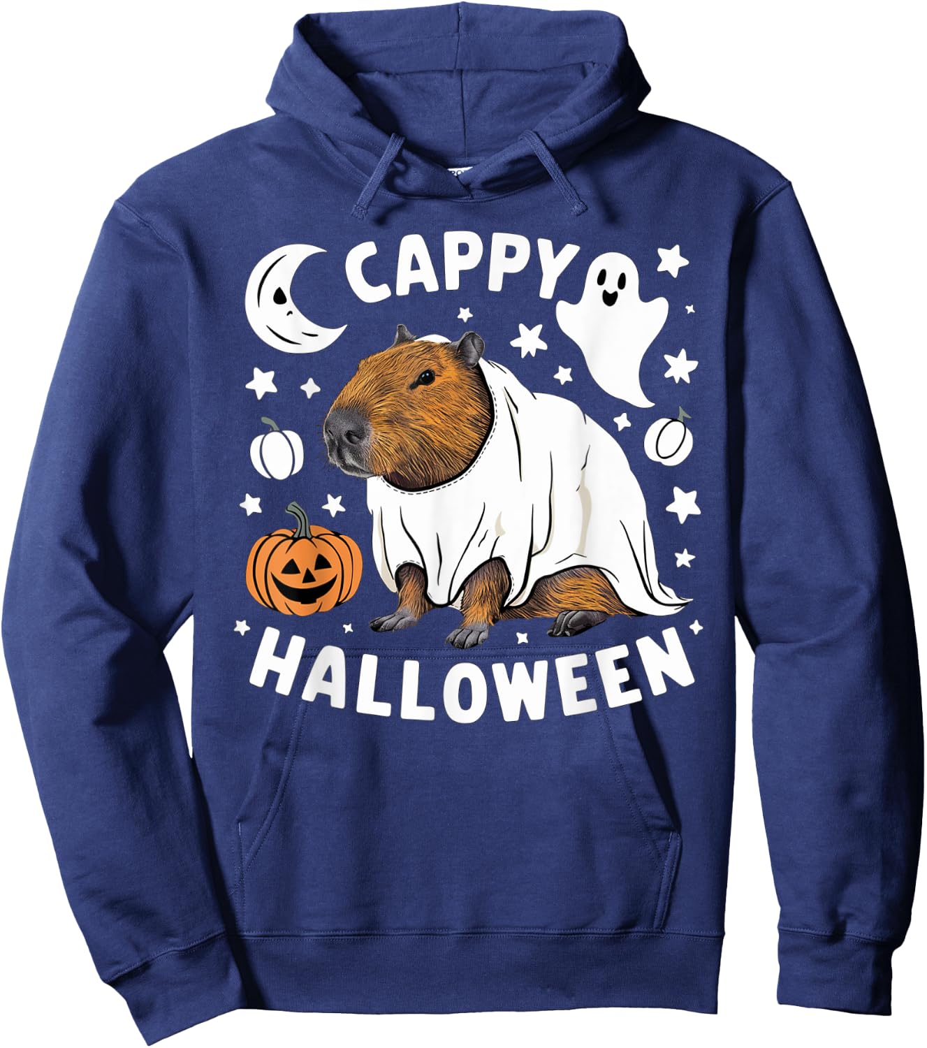 Cappy Halloween - Cute Capybara Ghost Costume Hoodie - Hoodie | Navy
