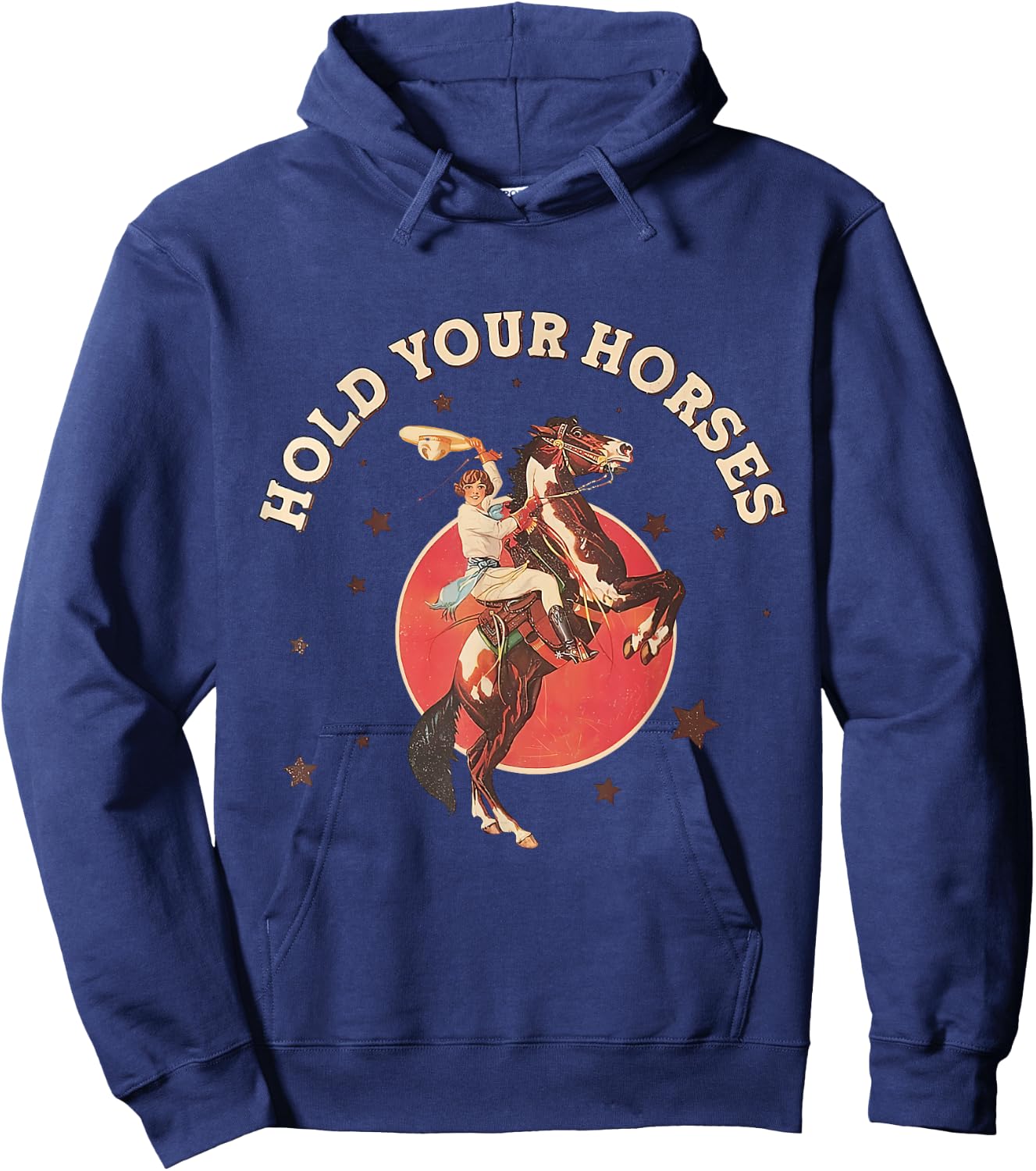 Hold Your Horses vintage Western Cowgirl Rodeo Hoodie - Hoodie | Navy