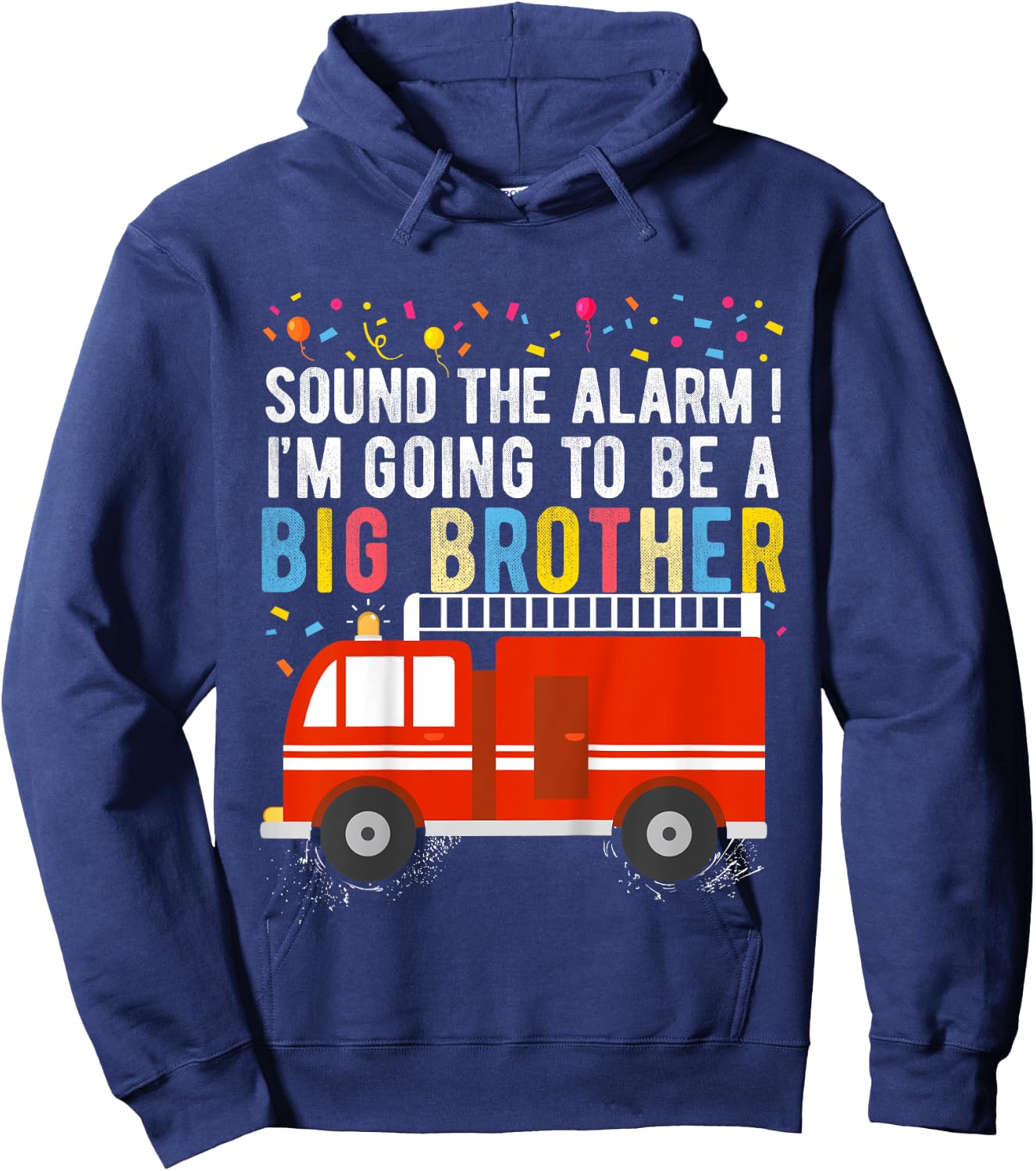 Kids Big Brother Fire Truck Hoodie - Hoodie | Navy