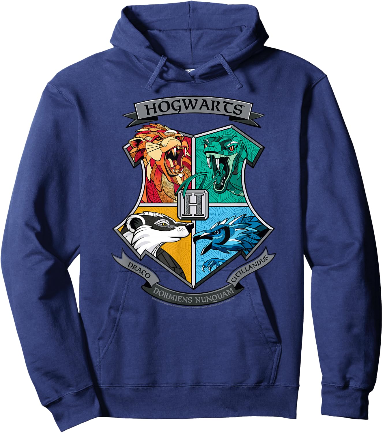 Harry Potter Mosaic Hogwarts Shield Hoodie - Hoodie | Navy