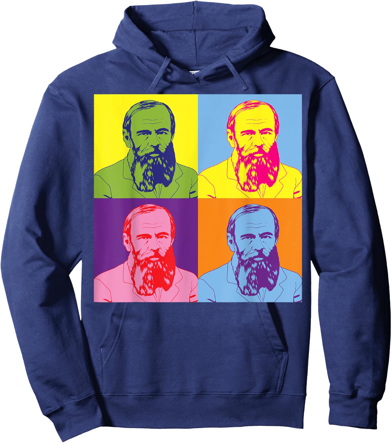 Russian Writer Pop Art Fyodor Dostoevsky Hoodie - Hoodie | Navy