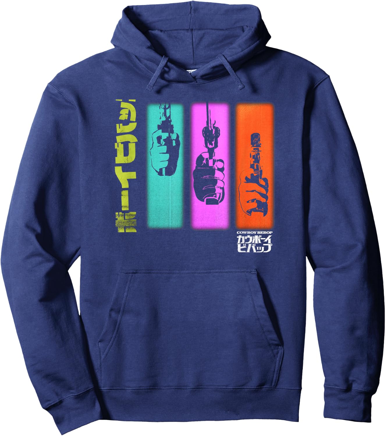 Cowboy Bebop Hand Gun Colorful Panels Hoodie - Hoodie | Navy