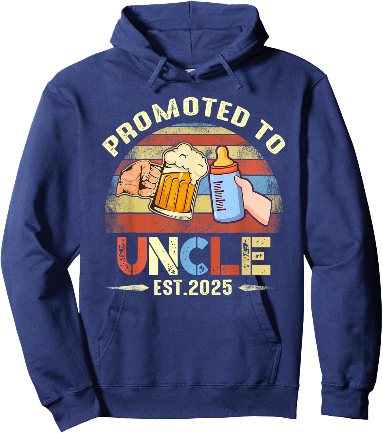 First time Uncle New Dad Promoted to Uncle 2025 Hoodie - Hoodie | Navy