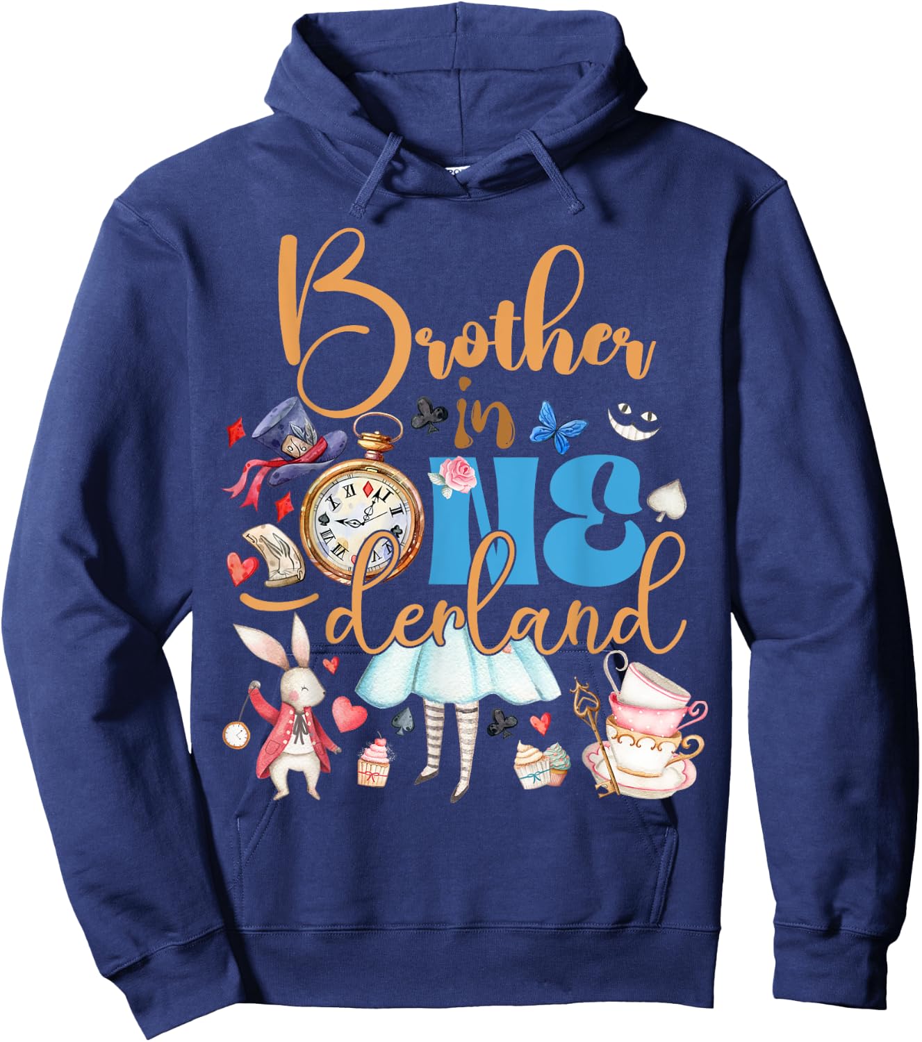 Alice Brother in ONEderland Birthday Family Hoodie - Hoodie | Navy
