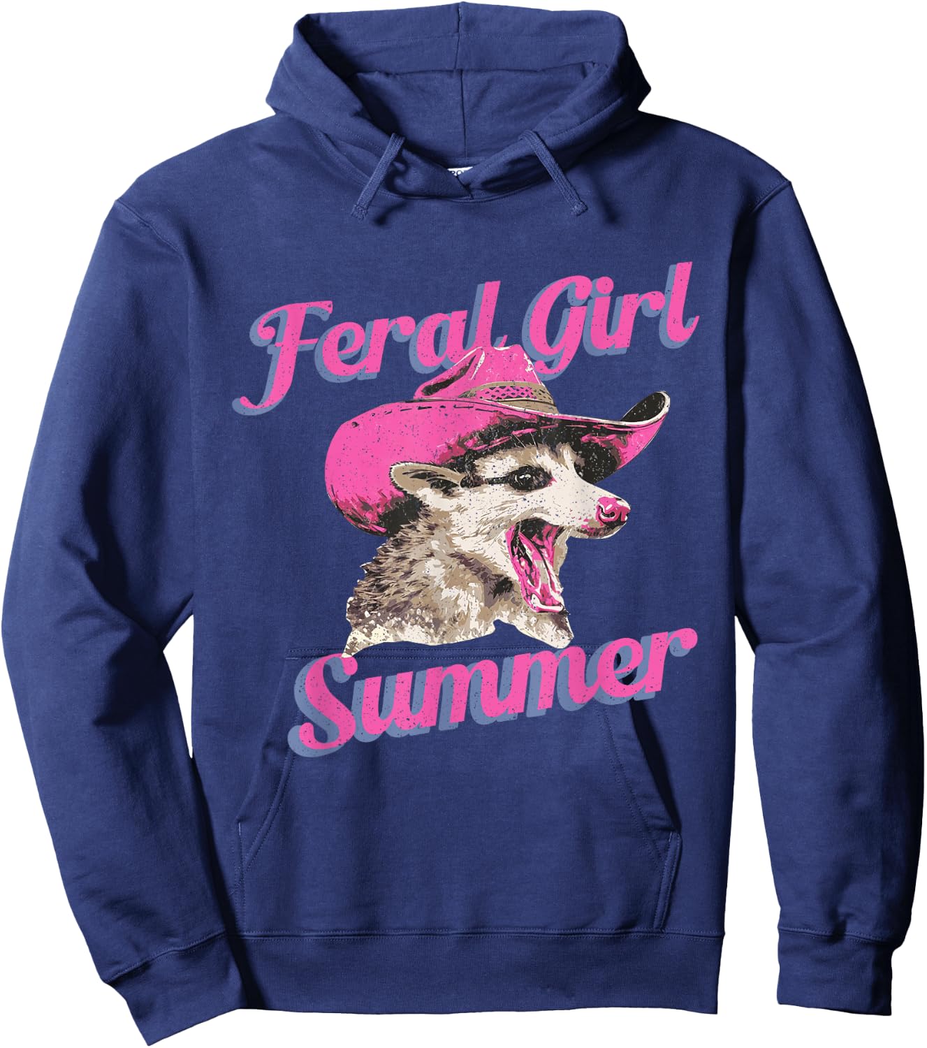 Feral Girl Summer Retro Possum Funny Meme Hoodie - Hoodie | Navy