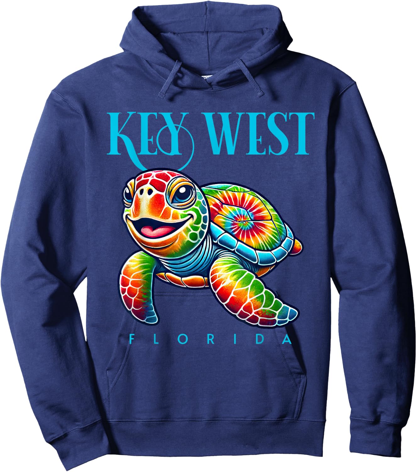 Key West Florida Smiling Tie Dye Sea Turtle Hoodie - Hoodie | Navy