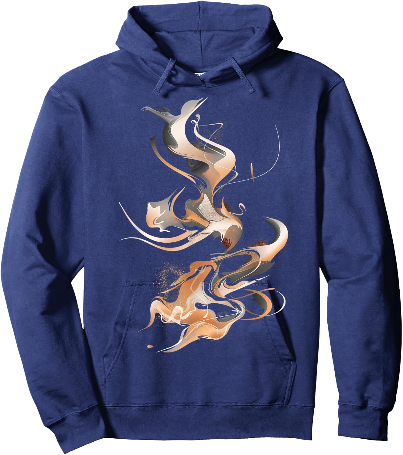 Smoke Swirls In Orange And Black Graphic Hoodie - Hoodie | Navy