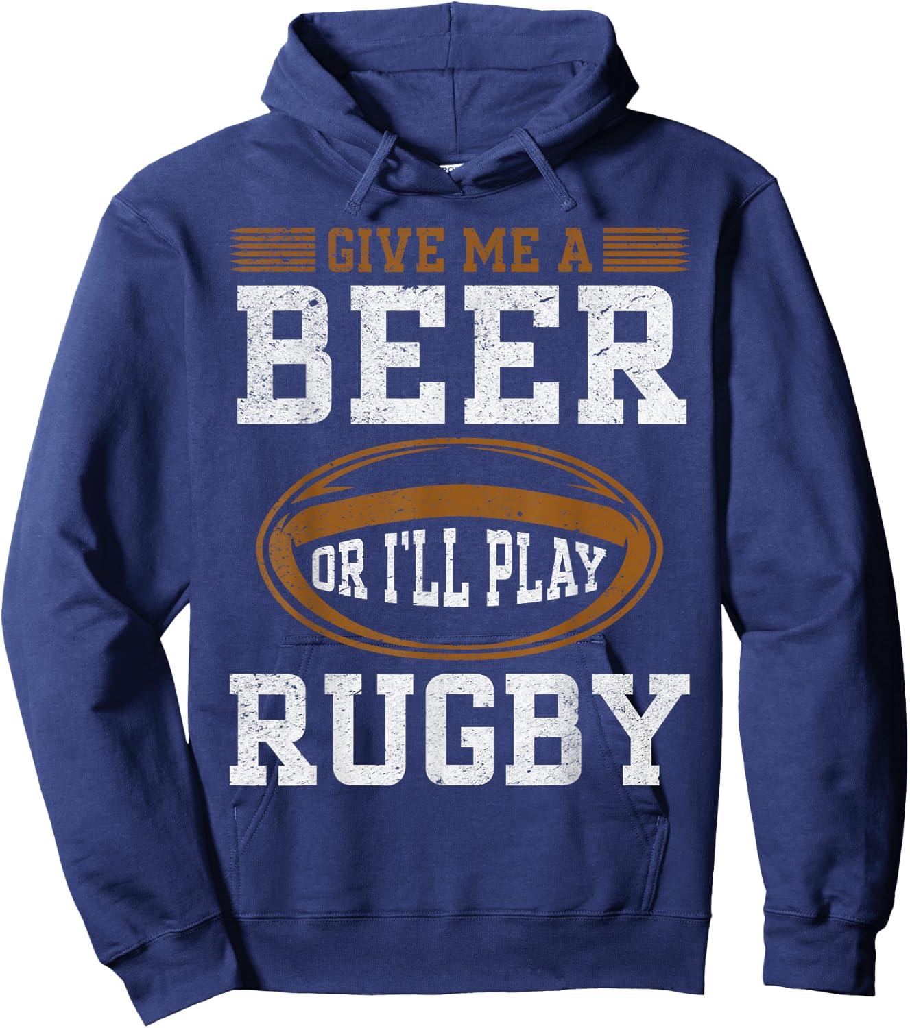 Funny Rugby - Give me a beer or I'll play rugby Hoodie - Hoodie | Navy