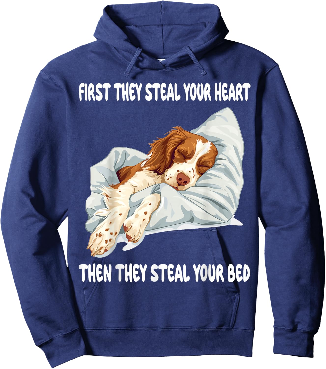 Brittany Spaniel Sleeping Pajamas Nightgown Hoodie - Hoodie | Navy