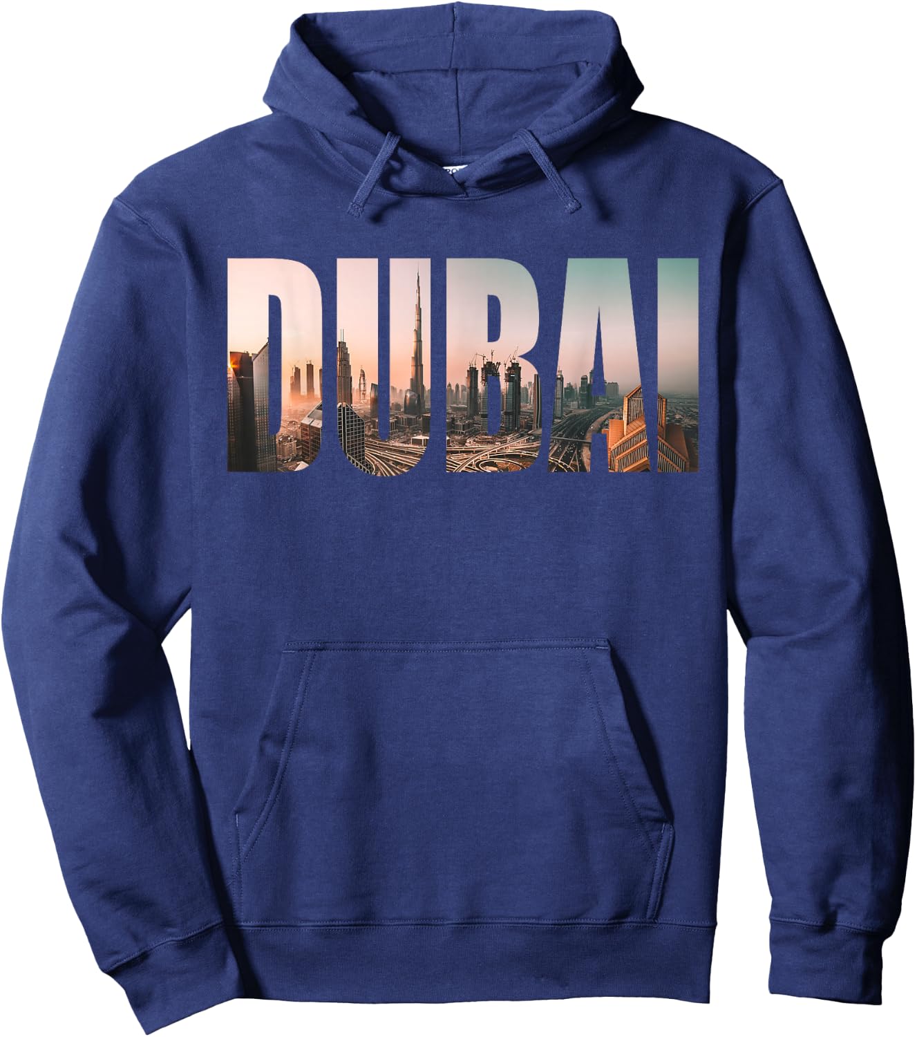 Dubai UAE Skyline Urban Photography Font Hoodie - Hoodie | Navy