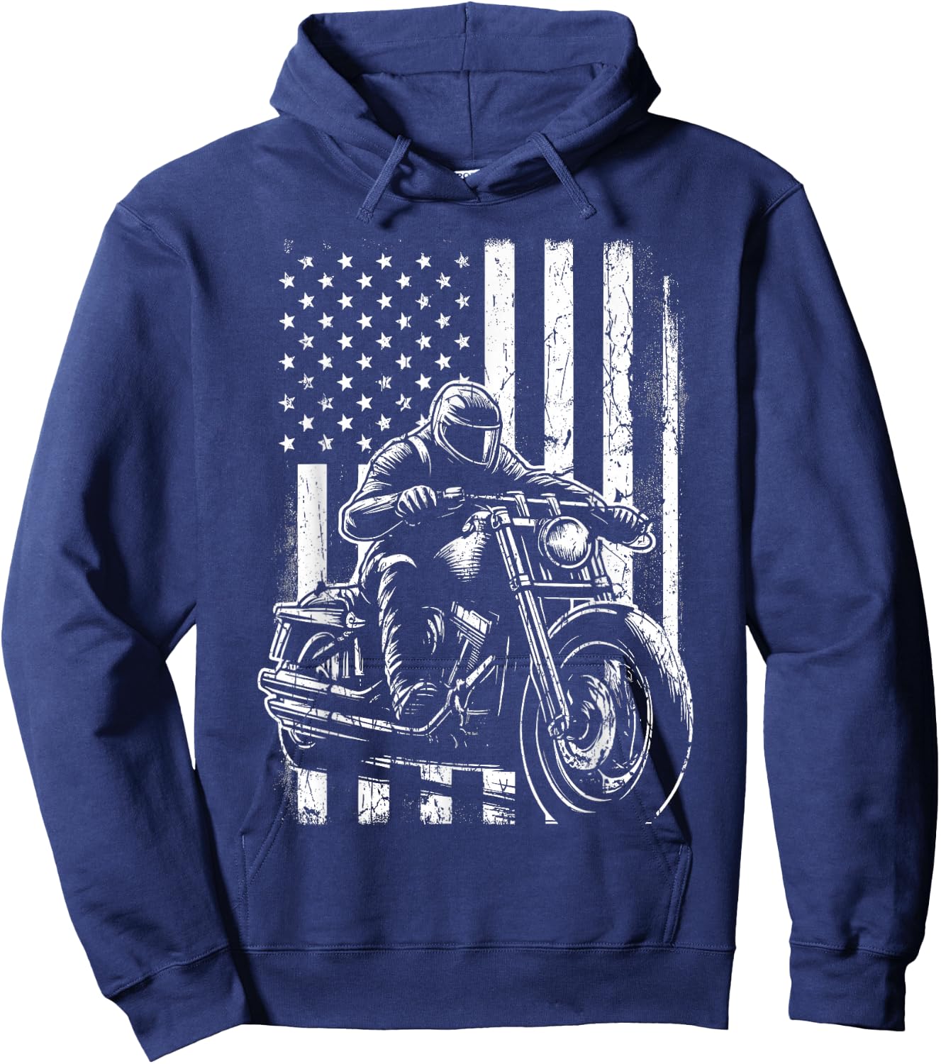 Patriotic Motorcycle American US Flag Biker Hoodie - Hoodie | Navy