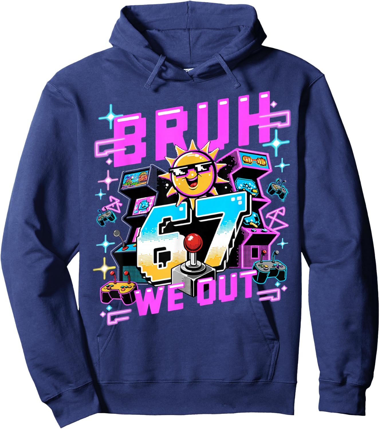 Arcade Gaming Bruh 67 We Out Last Day of School Hoodie - Hoodie | Navy