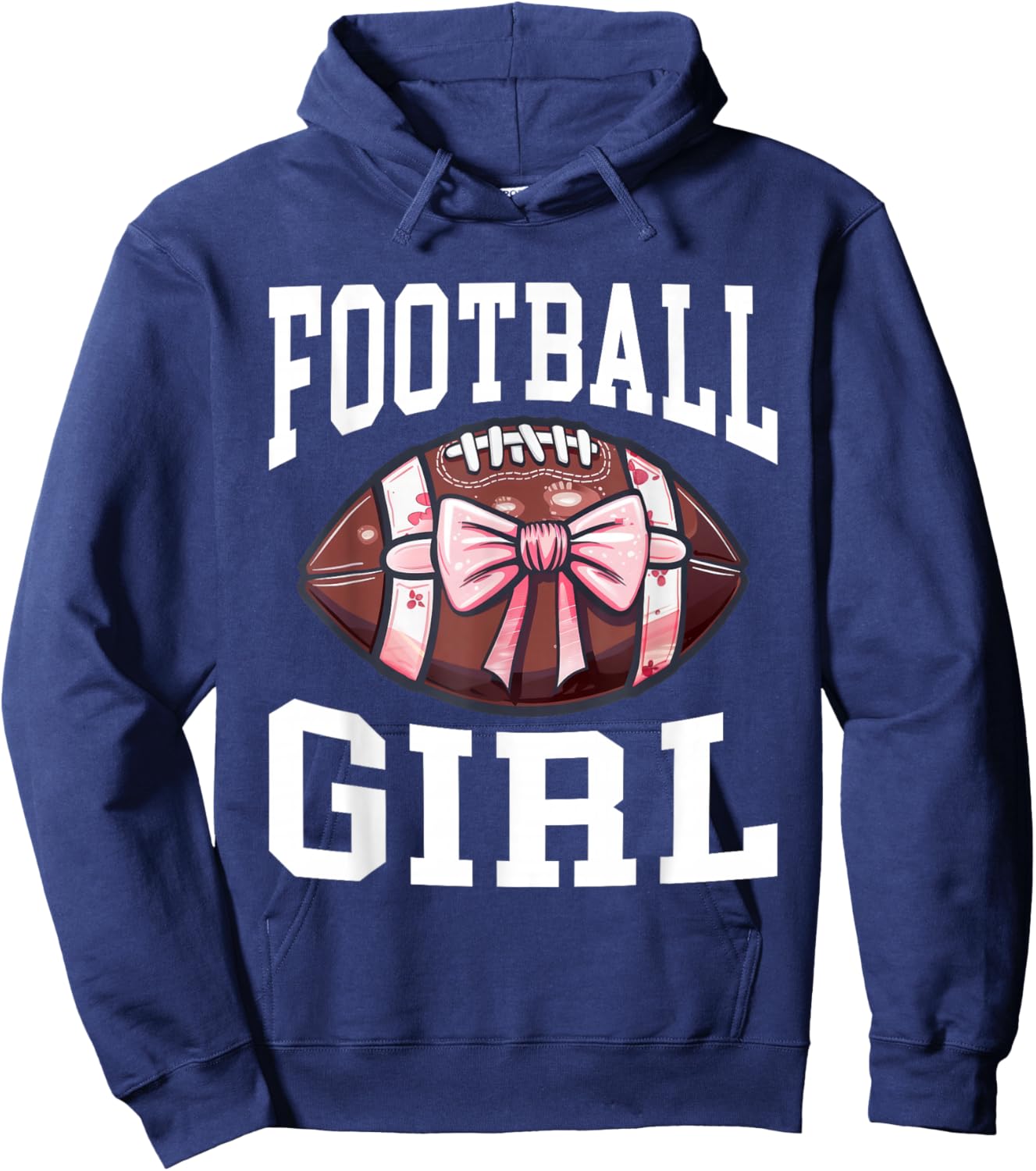Football Girl Football Bow Hoodie - Hoodie | Navy