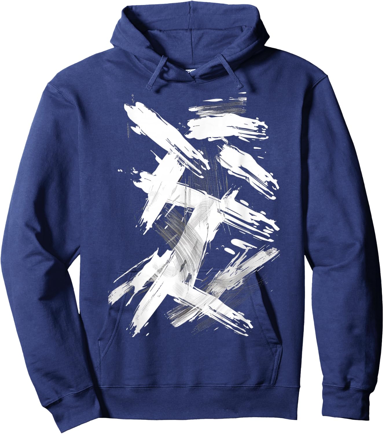 Black And White Brushstroke Pattern Graphic Hoodie - Hoodie | Navy
