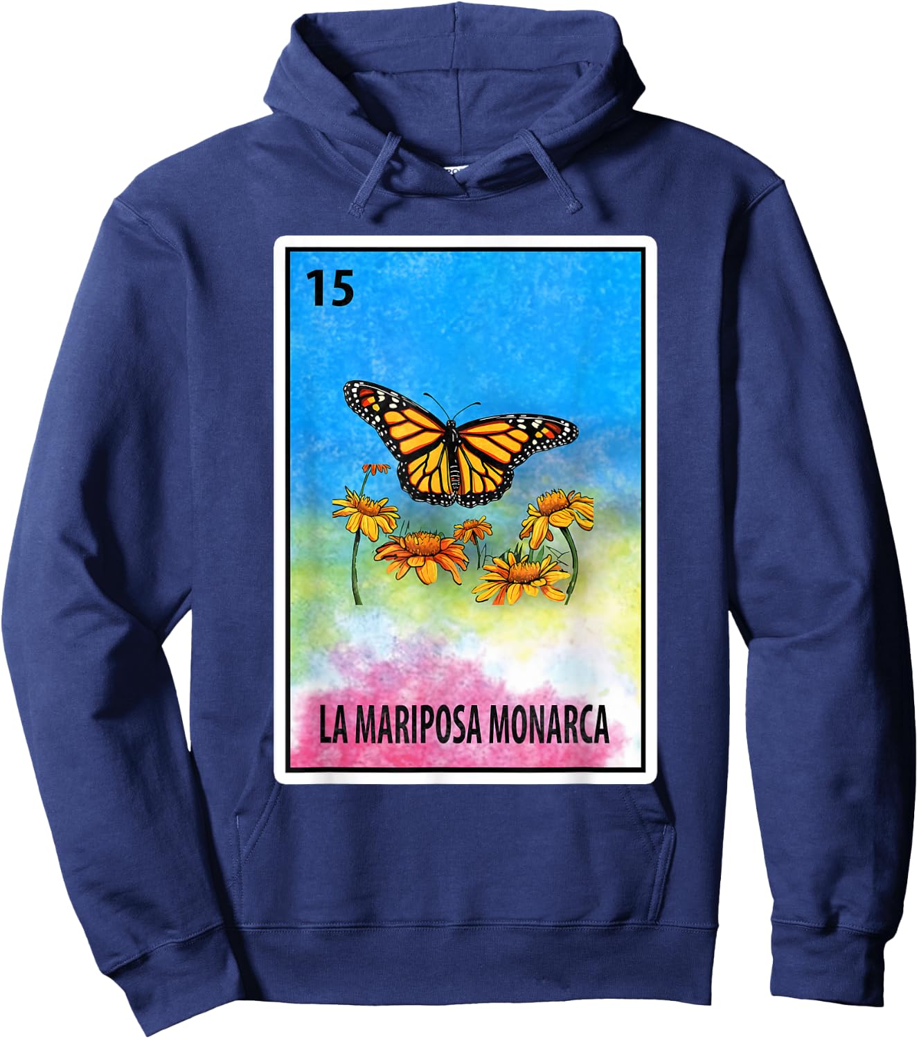 Mexican Bingo La Mariposa Monarca Hoodie - Hoodie | Navy