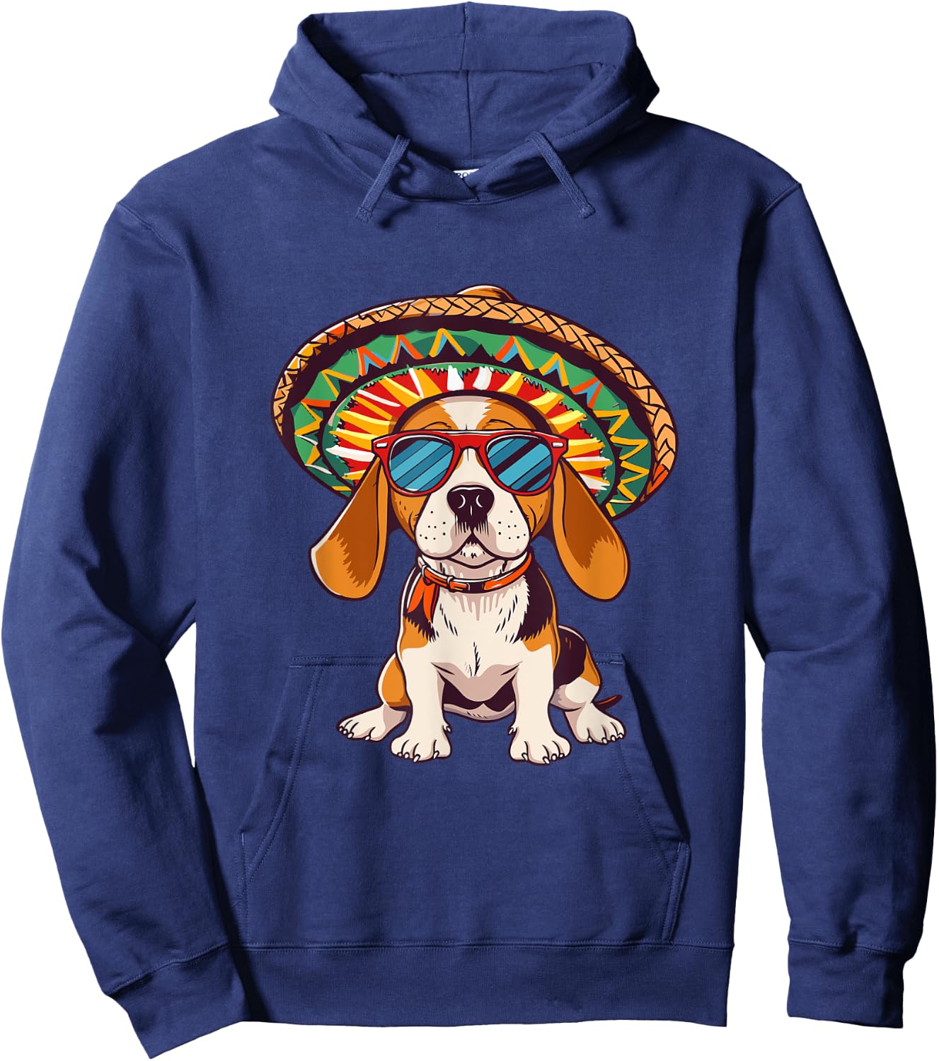 Party Beagle Dog With Sombrero | Mexico Hoodie - Hoodie | Navy